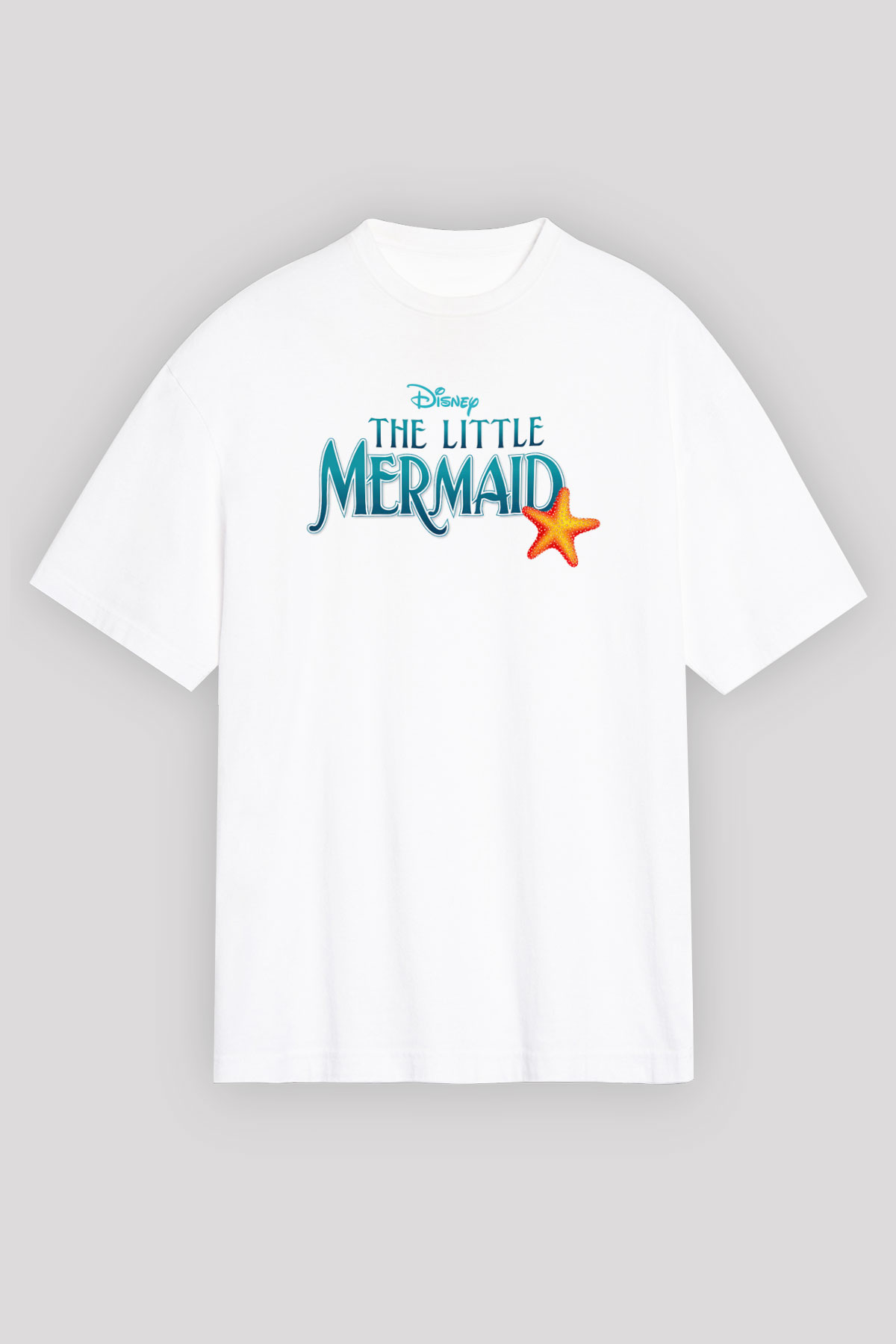 The Little Mermaid Beyaz Unisex Oversize Tişört T-Shirt