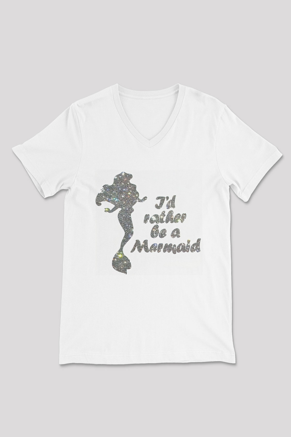 The Little Mermaid Beyaz Unisex V Yaka Tişört
