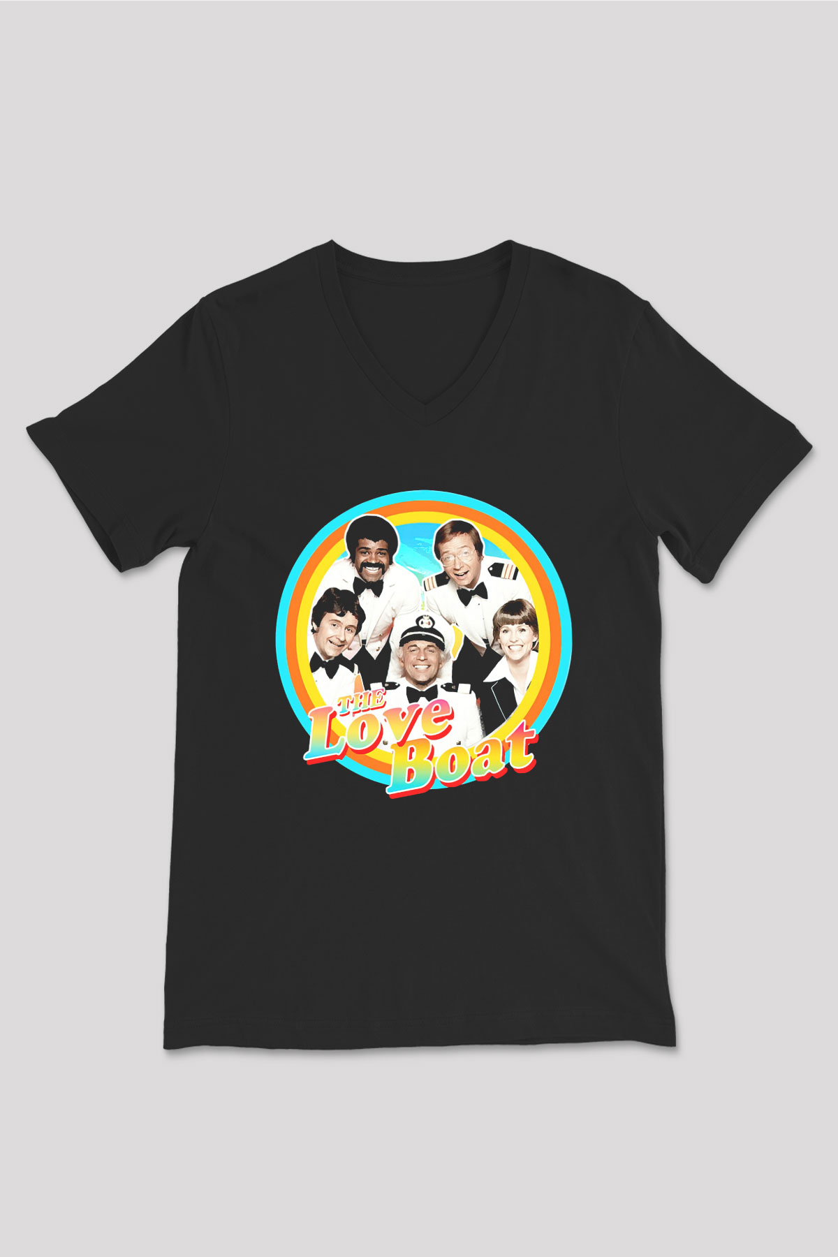 The Love Boat Siyah Unisex  V Yaka Tişört