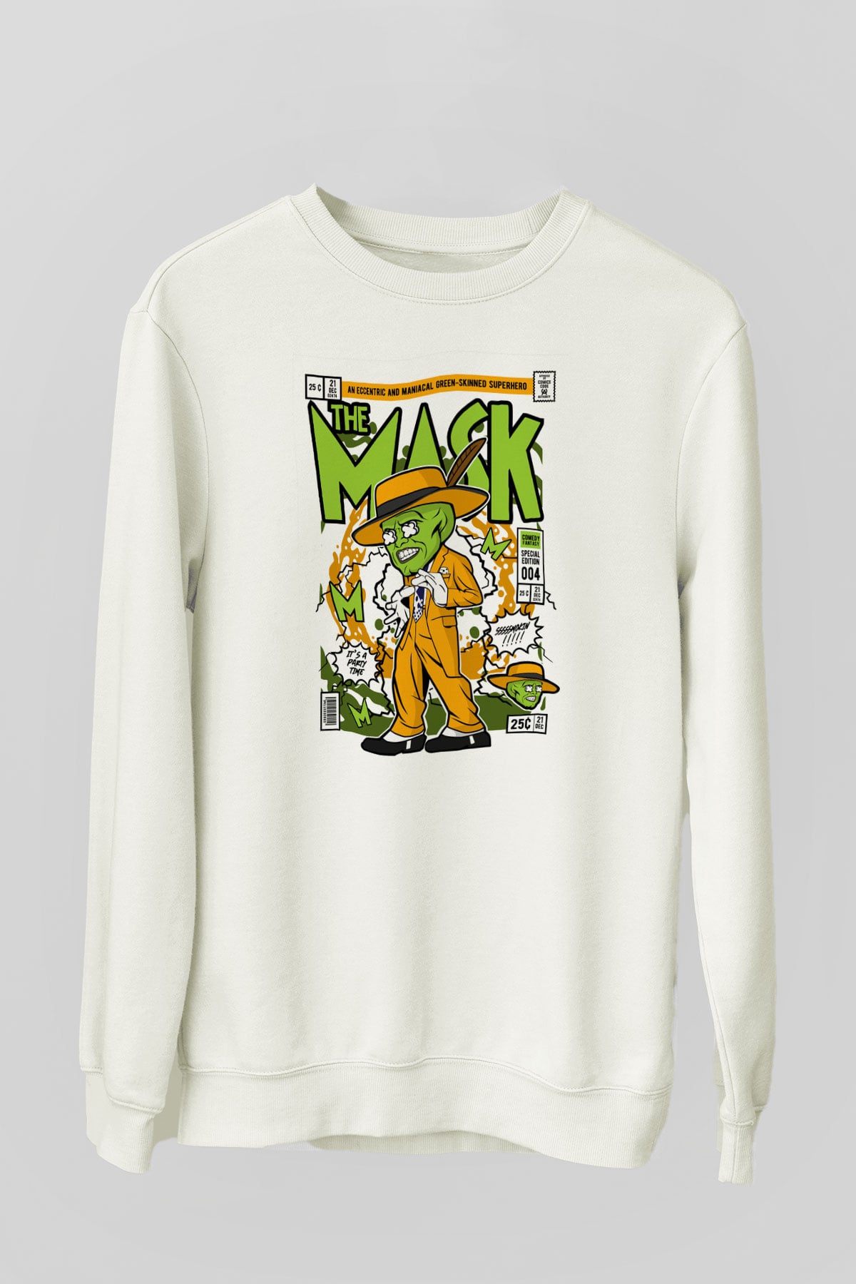 The Mask Baskılı Unisex Beyaz Sweatshirt