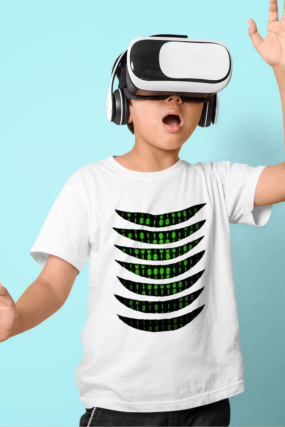 The Matrix Baskılı Beyaz Unisex Çocuk Tişört