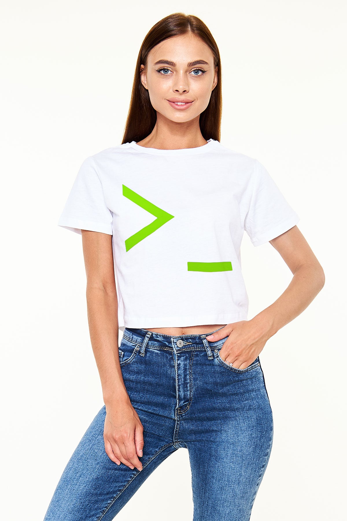The Matrix Beyaz Croptop Tişört