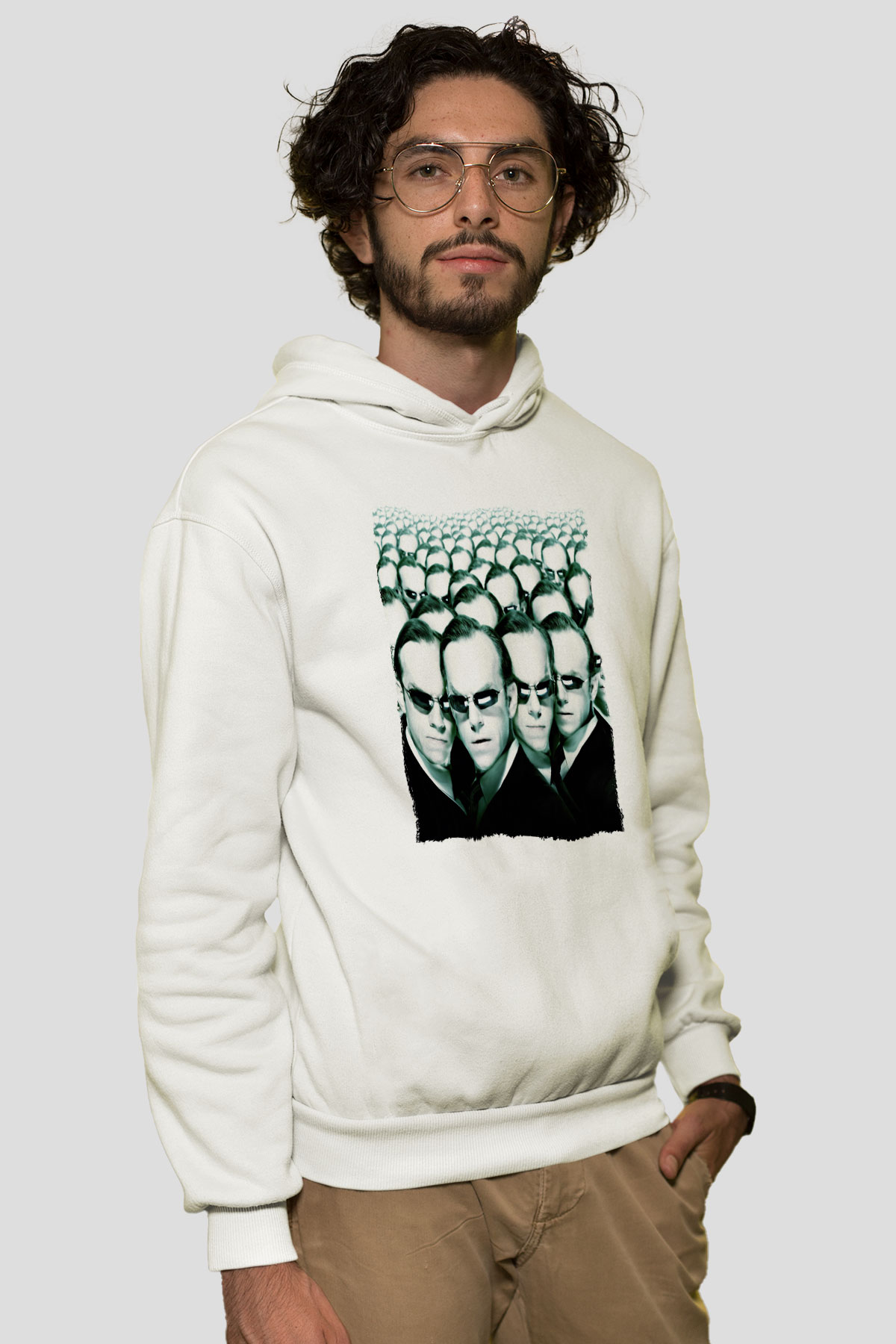 The Matrix Beyaz Unisex Hoodie