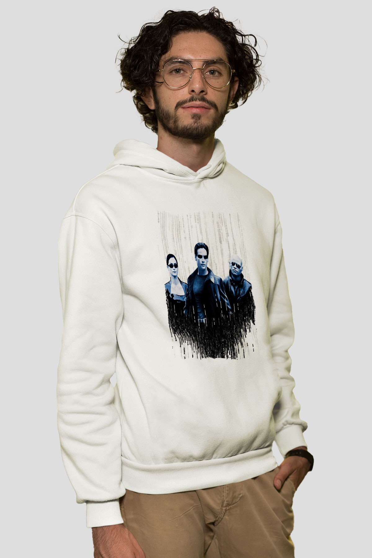The Matrix Beyaz Unisex Hoodie