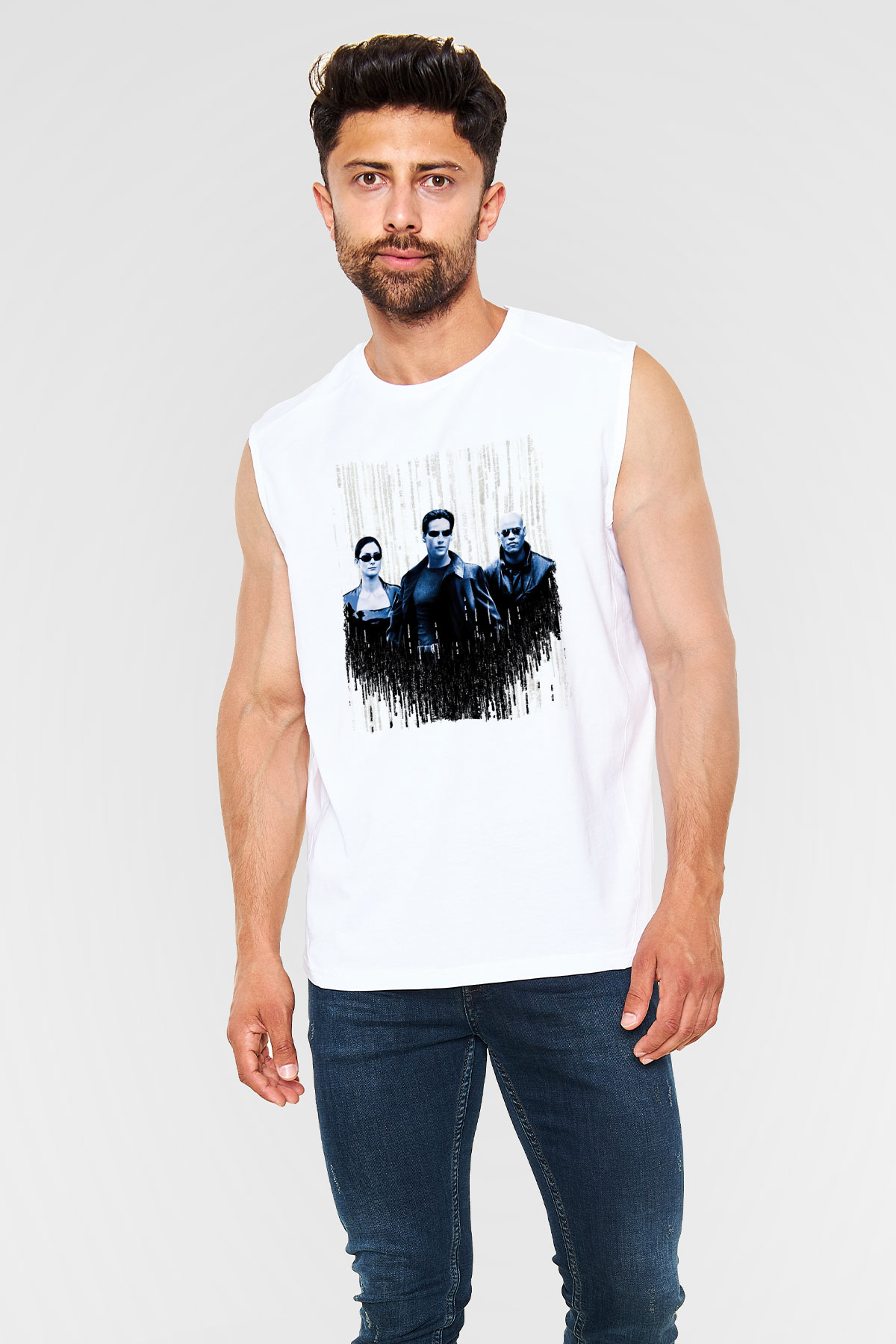The Matrix Beyaz Unisex Kolsuz Tişört