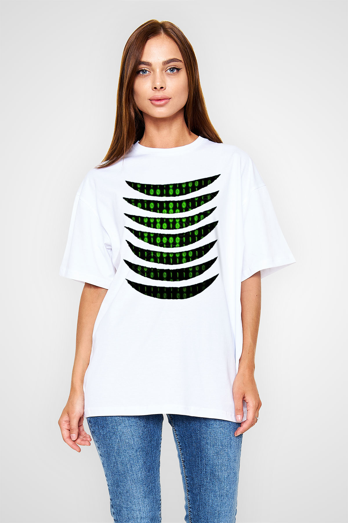 The Matrix Beyaz Unisex Oversize Tişört T-Shirt