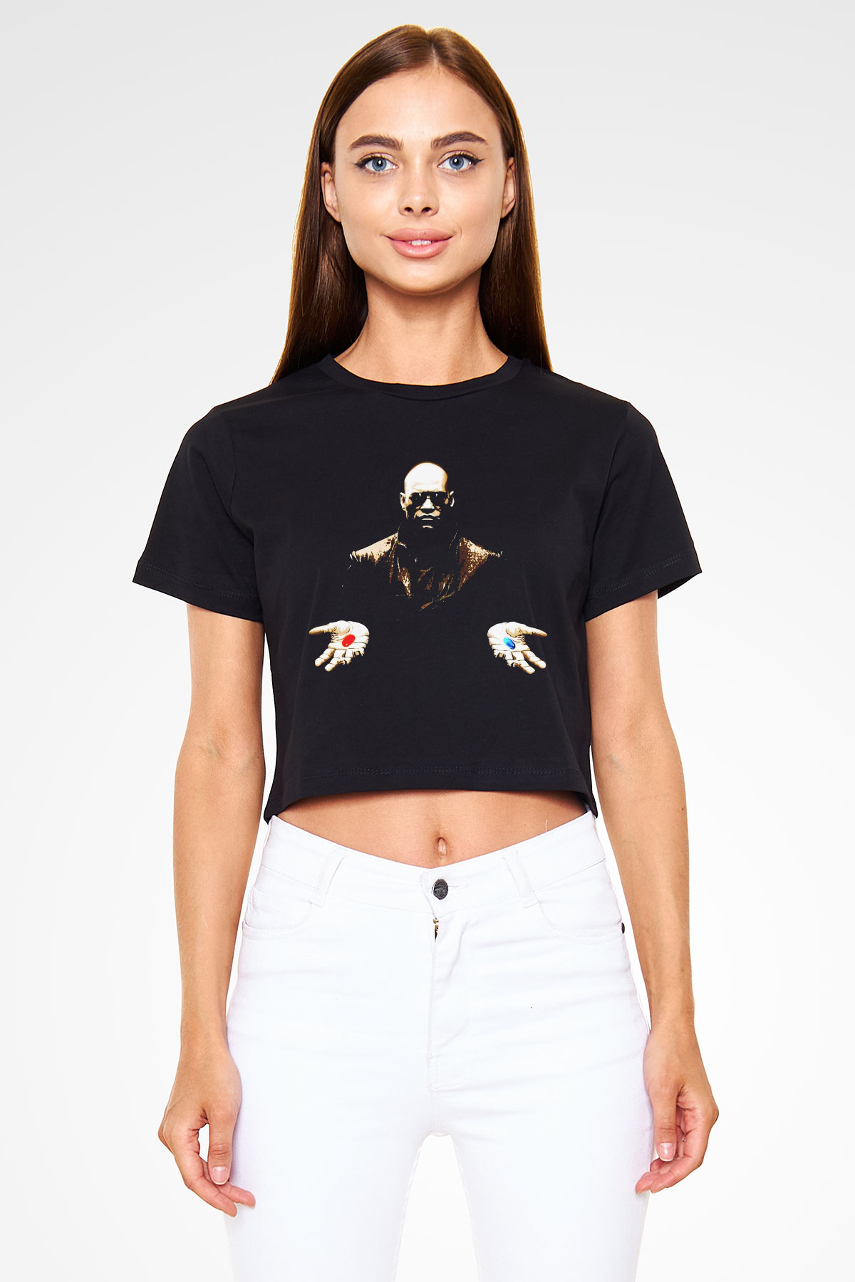 The Matrix Siyah Crop Top Tişört