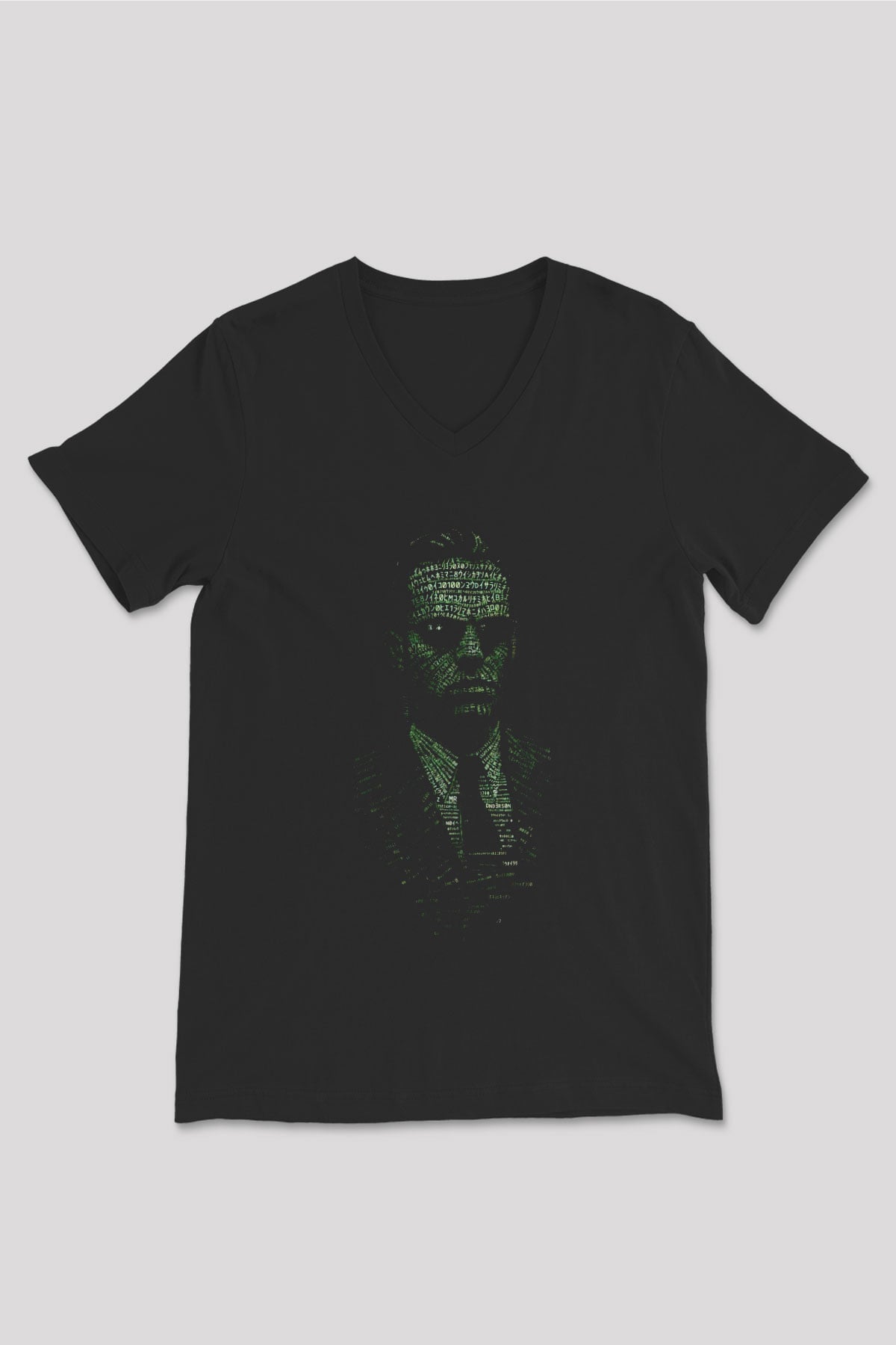 The Matrix Siyah Unisex V Yaka Tişört T-Shirt
