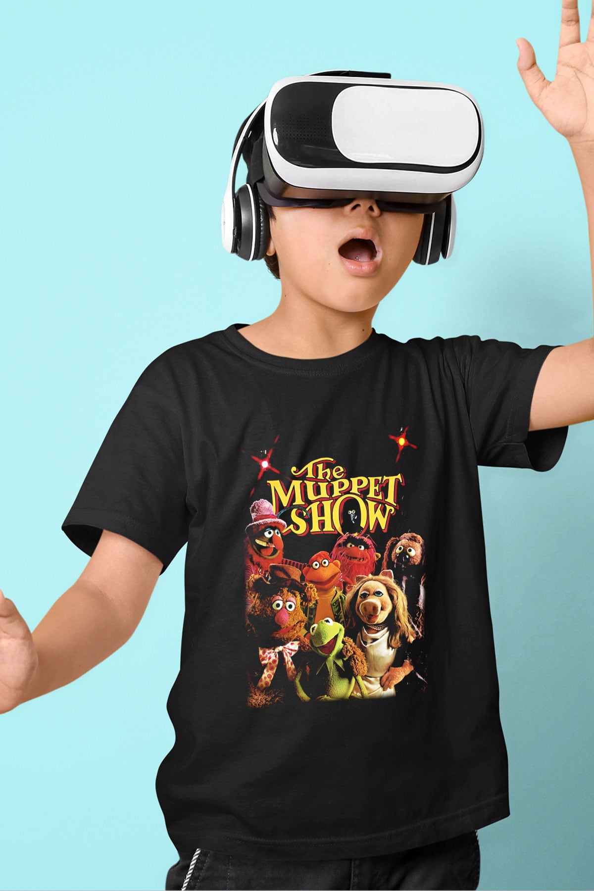 The Muppets Baskılı Siyah Unisex Çocuk Tişört