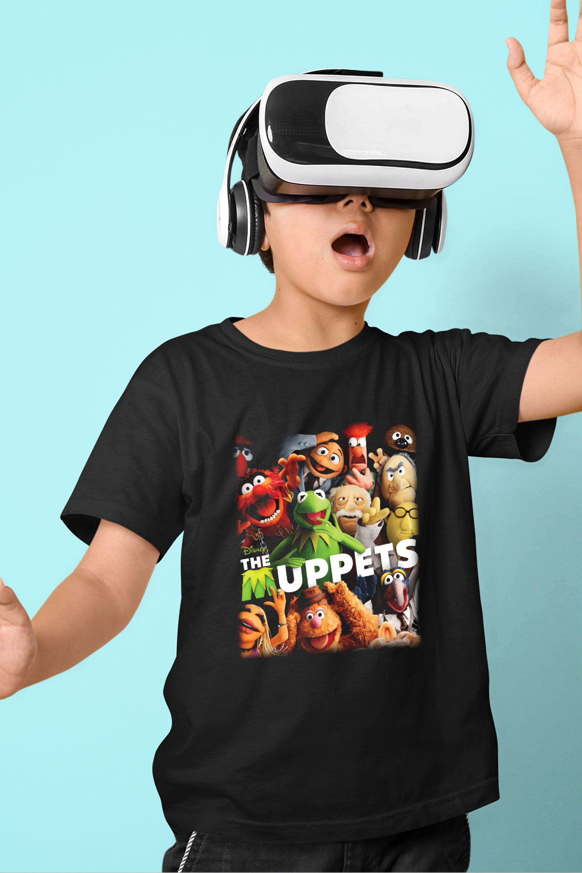 The Muppets Baskılı Siyah Unisex Çocuk Tişört