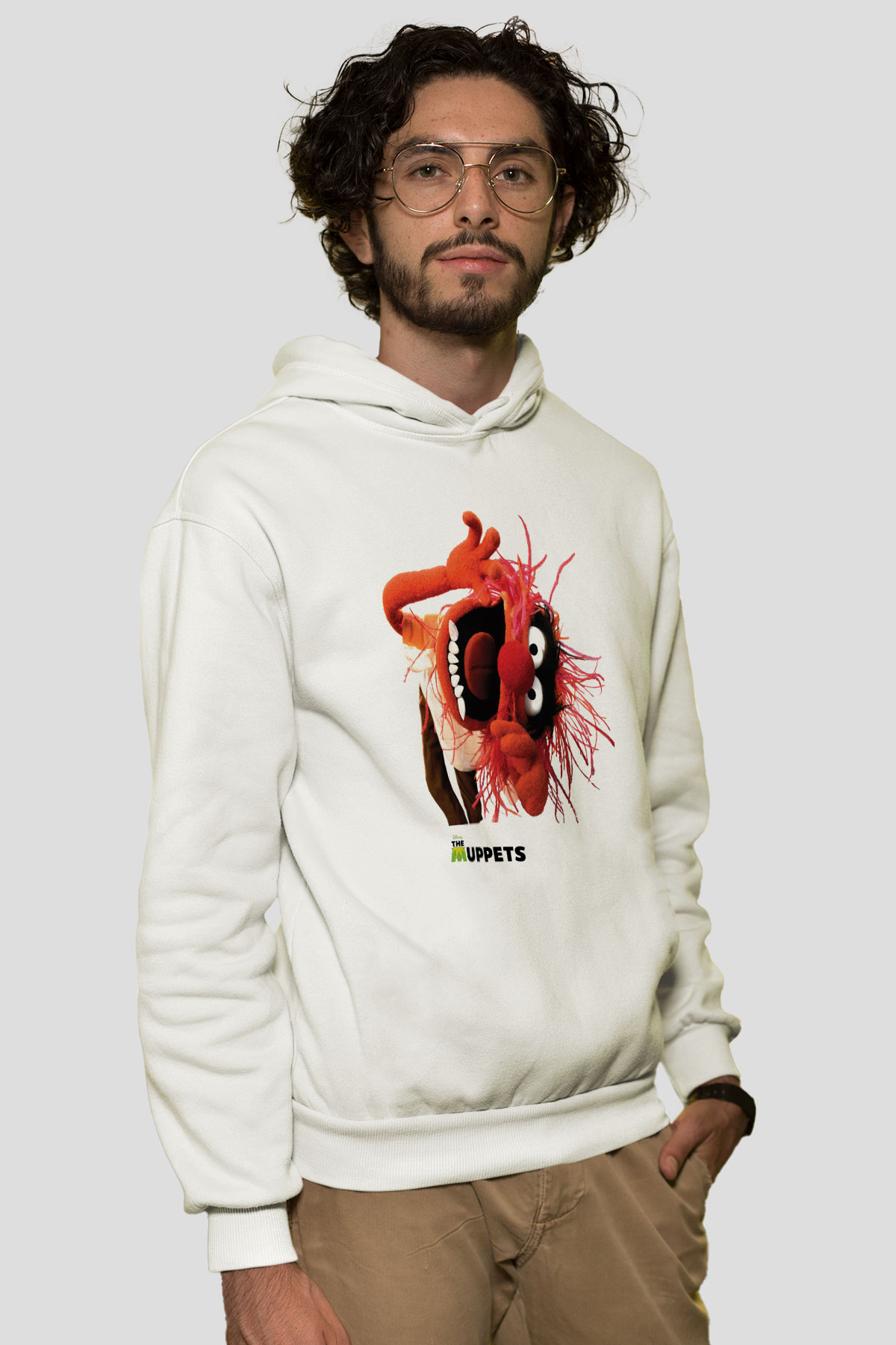The Muppets Beyaz Unisex Kapşonlu Sweatshirt