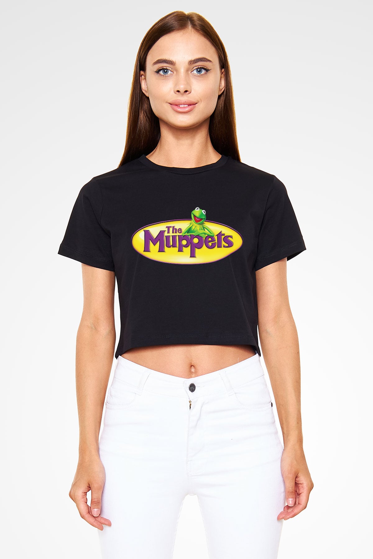 The Muppets Siyah Crop Top Tişört