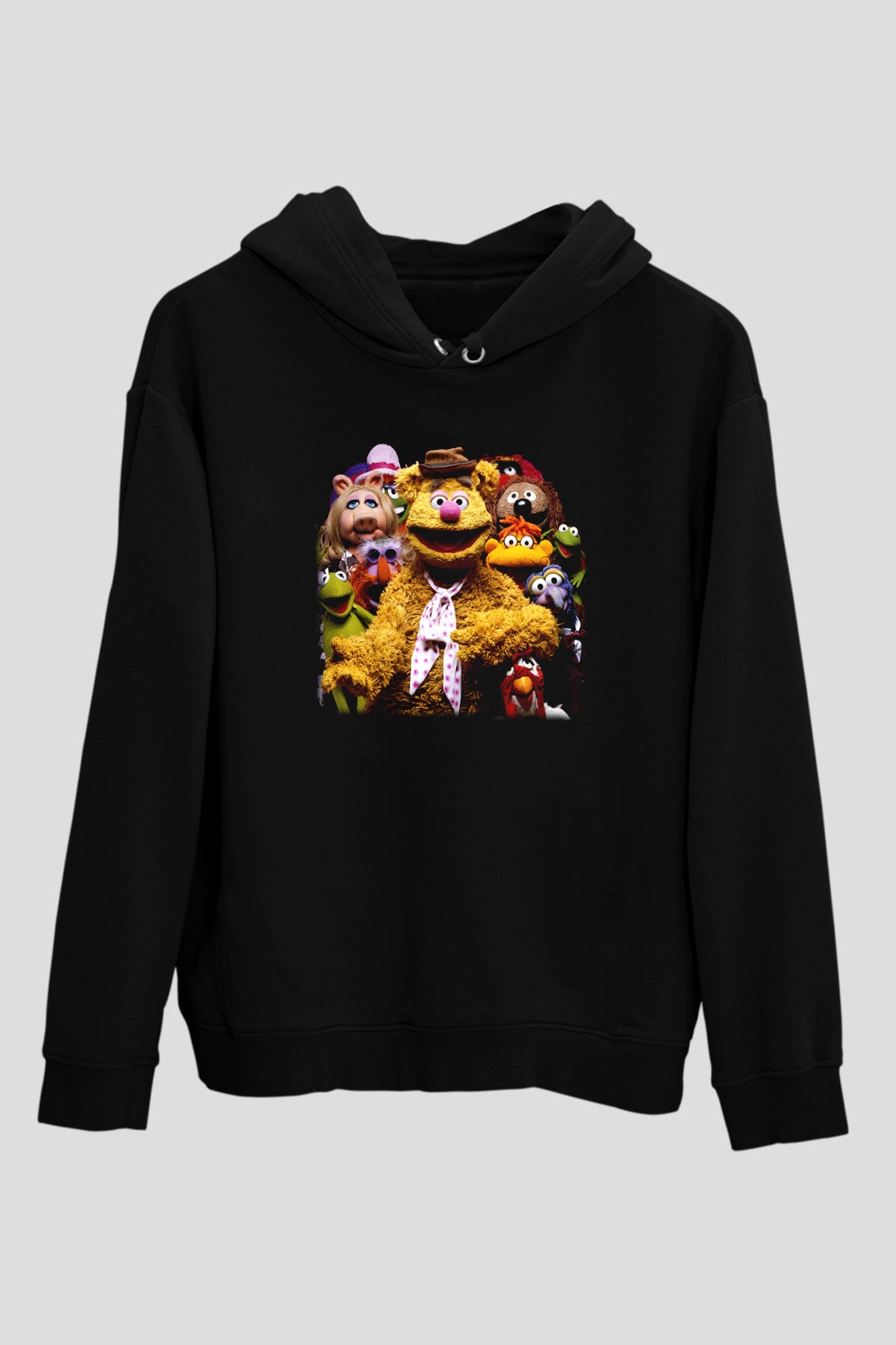 The Muppets Siyah Unisex Kapüşonlu Sweatshirt