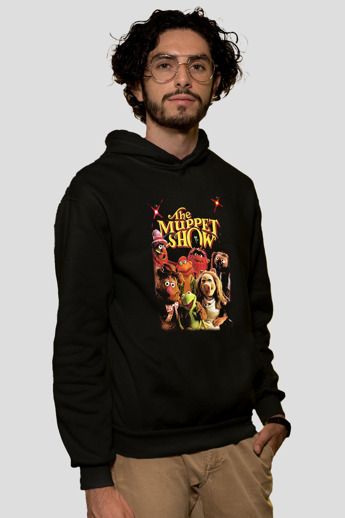 The Muppets Siyah Unisex Kapüşonlu Sweatshirt