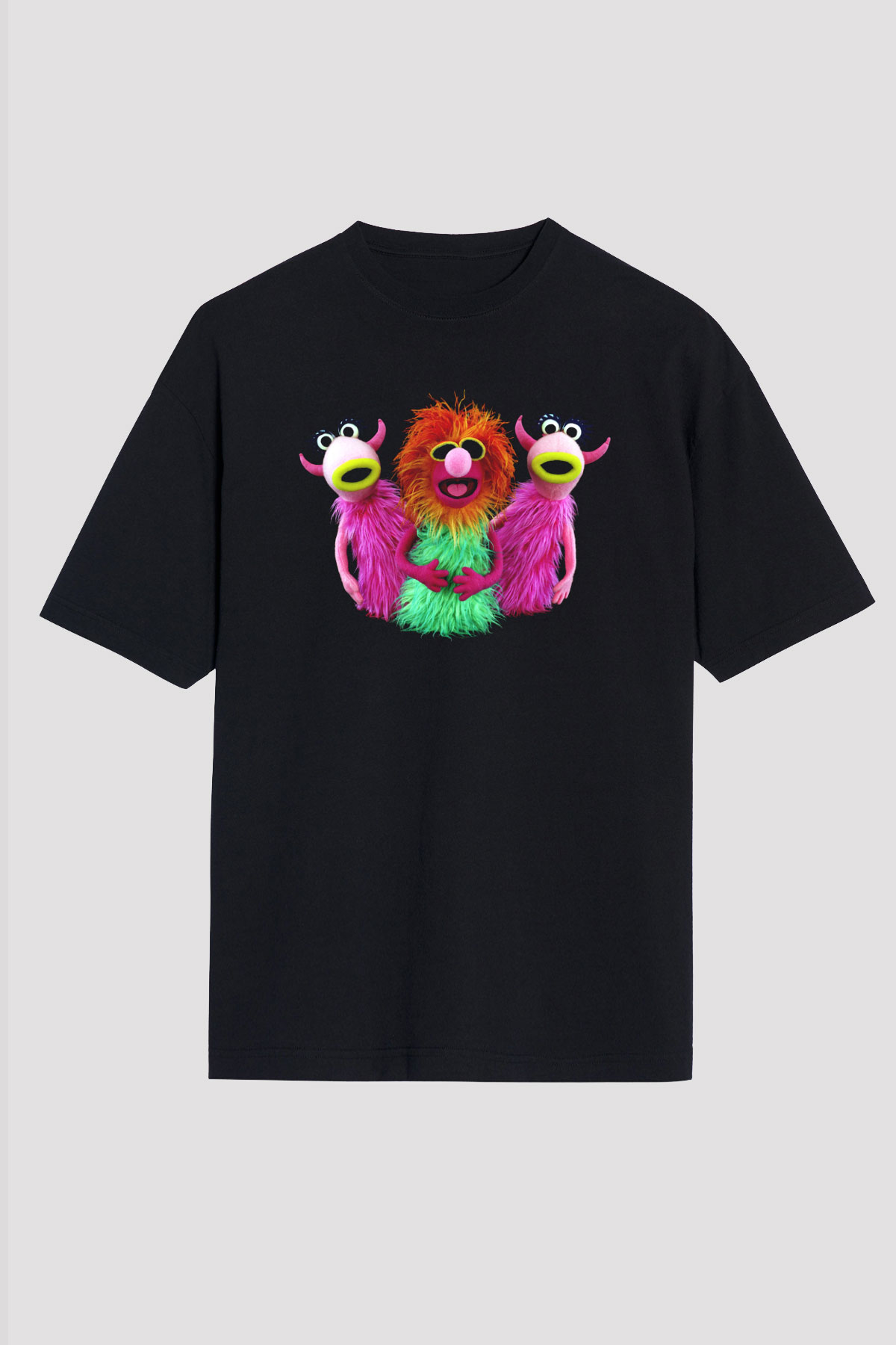 The Muppets Siyah Unisex Oversize Tişört