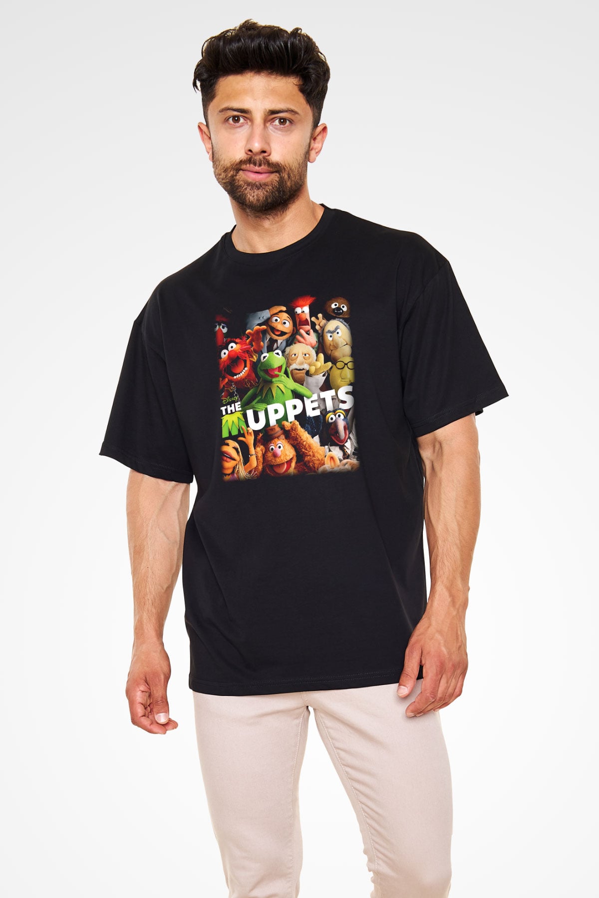 The Muppets Siyah Unisex Oversize Tişört