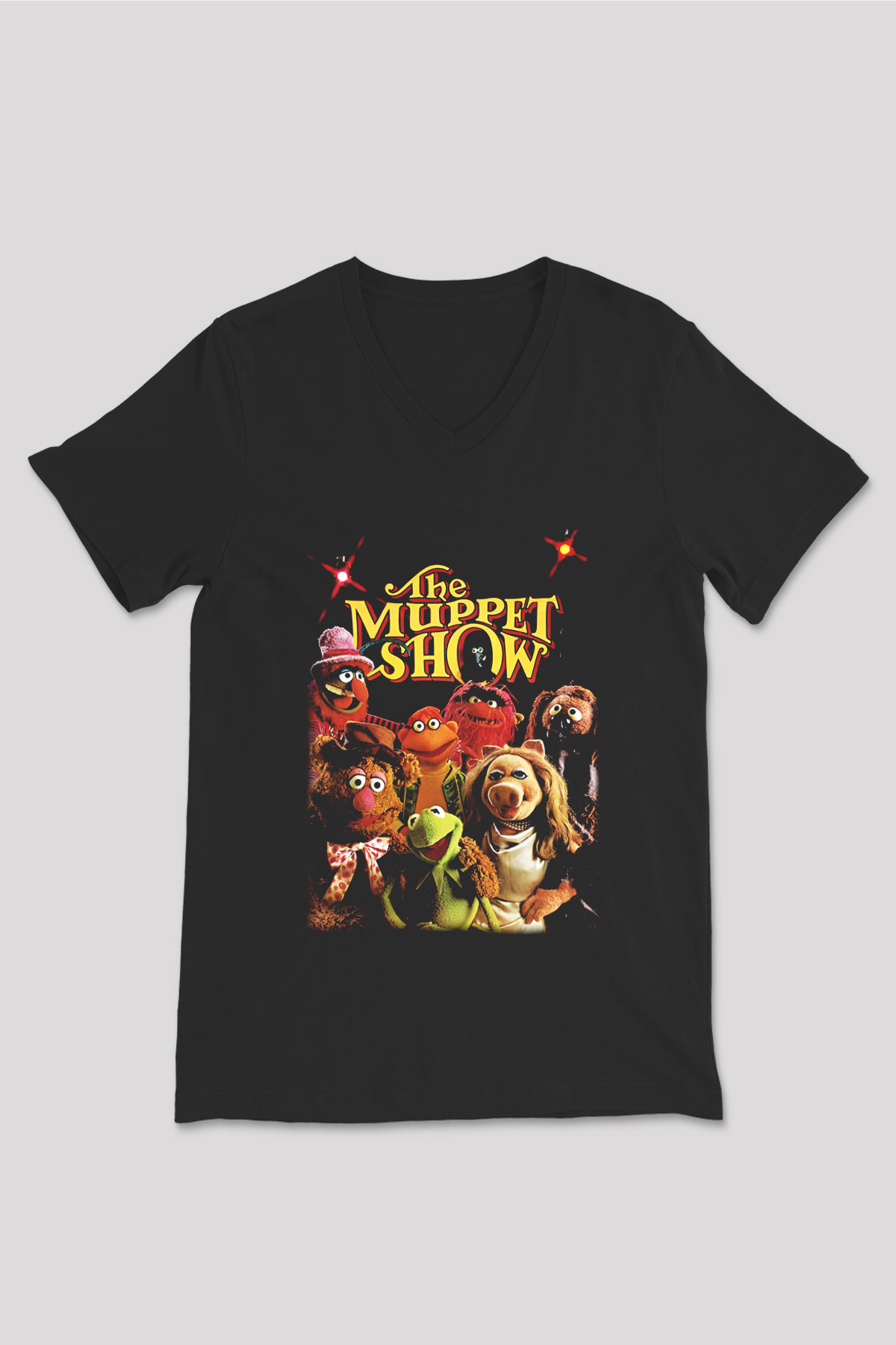 The Muppets Siyah Unisex V Yaka Tişört