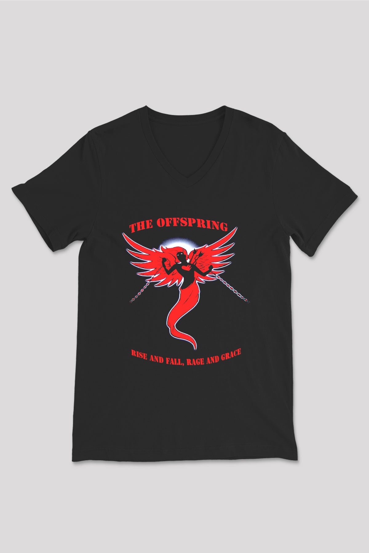 The Offspring Siyah Unisex V Yaka Tişört T-Shirt