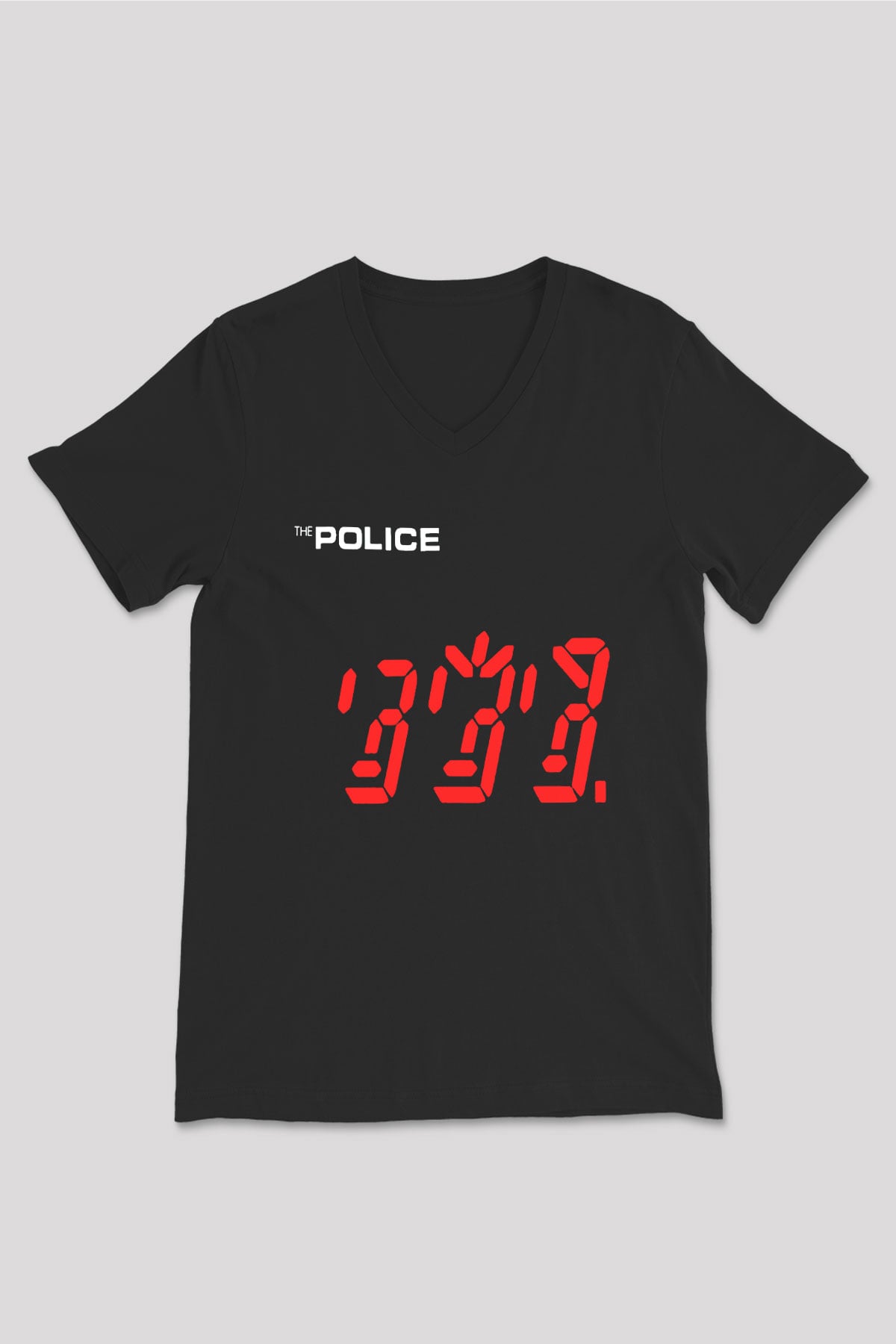 The Police Siyah Unisex V Yaka Tişört T-Shirt