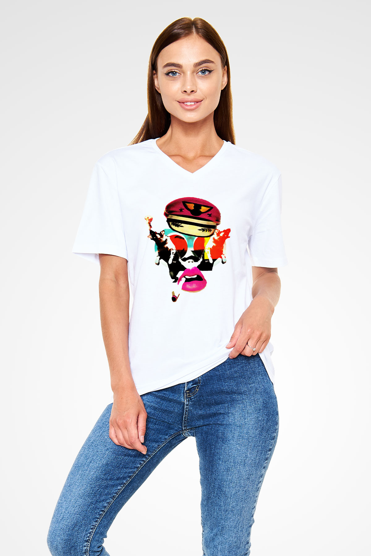 The Prodigy Beyaz Unisex V Yaka Tişört T-Shirt