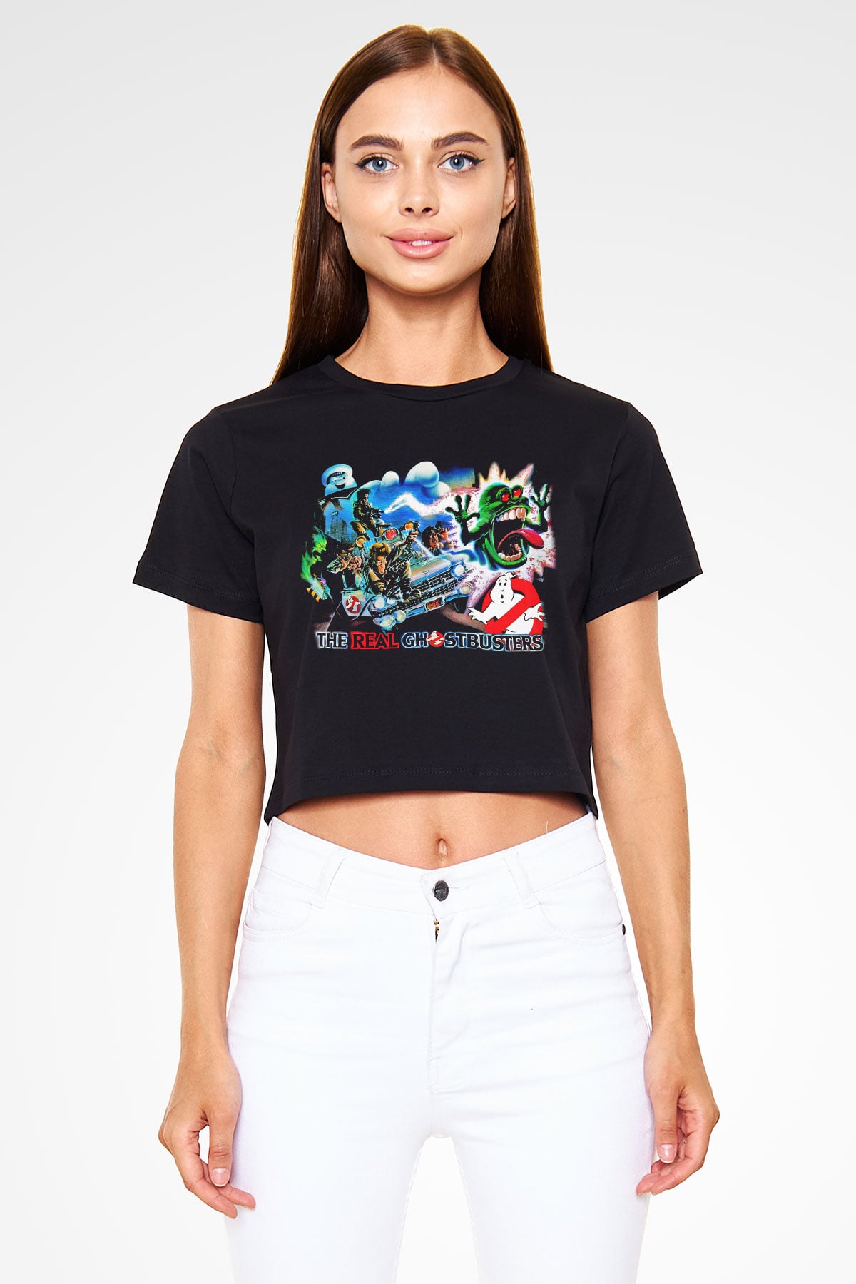 The Real Ghostbusters Hayalet Avcıları Siyah Crop Top Tişört