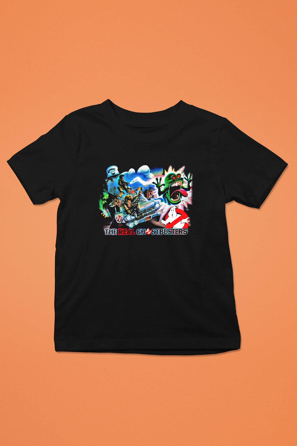 The Real Ghostbusters Hayalet Avcıları Baskılı Siyah Unisex Çocuk Tişört
