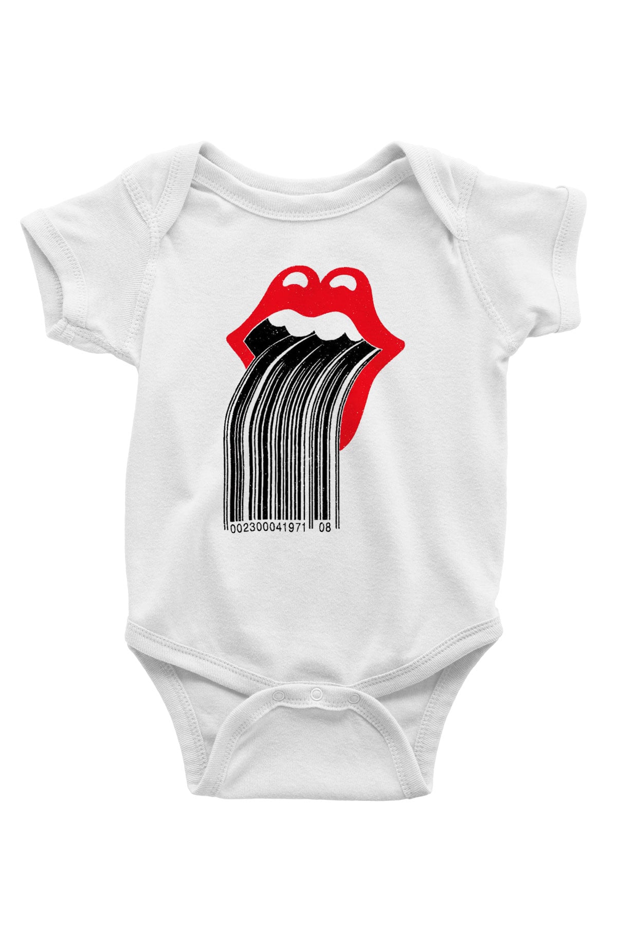 The Rolling Stones Logo Baskılı Beyaz Unisex Bebek Body - Zıbın