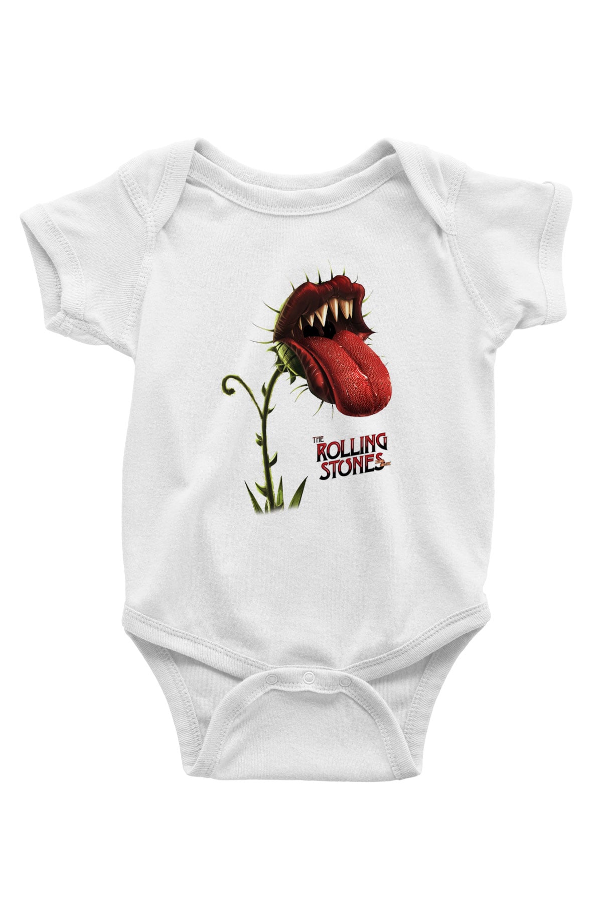 The Rolling Stones Logo Baskılı Beyaz Unisex Bebek Body - Zıbın