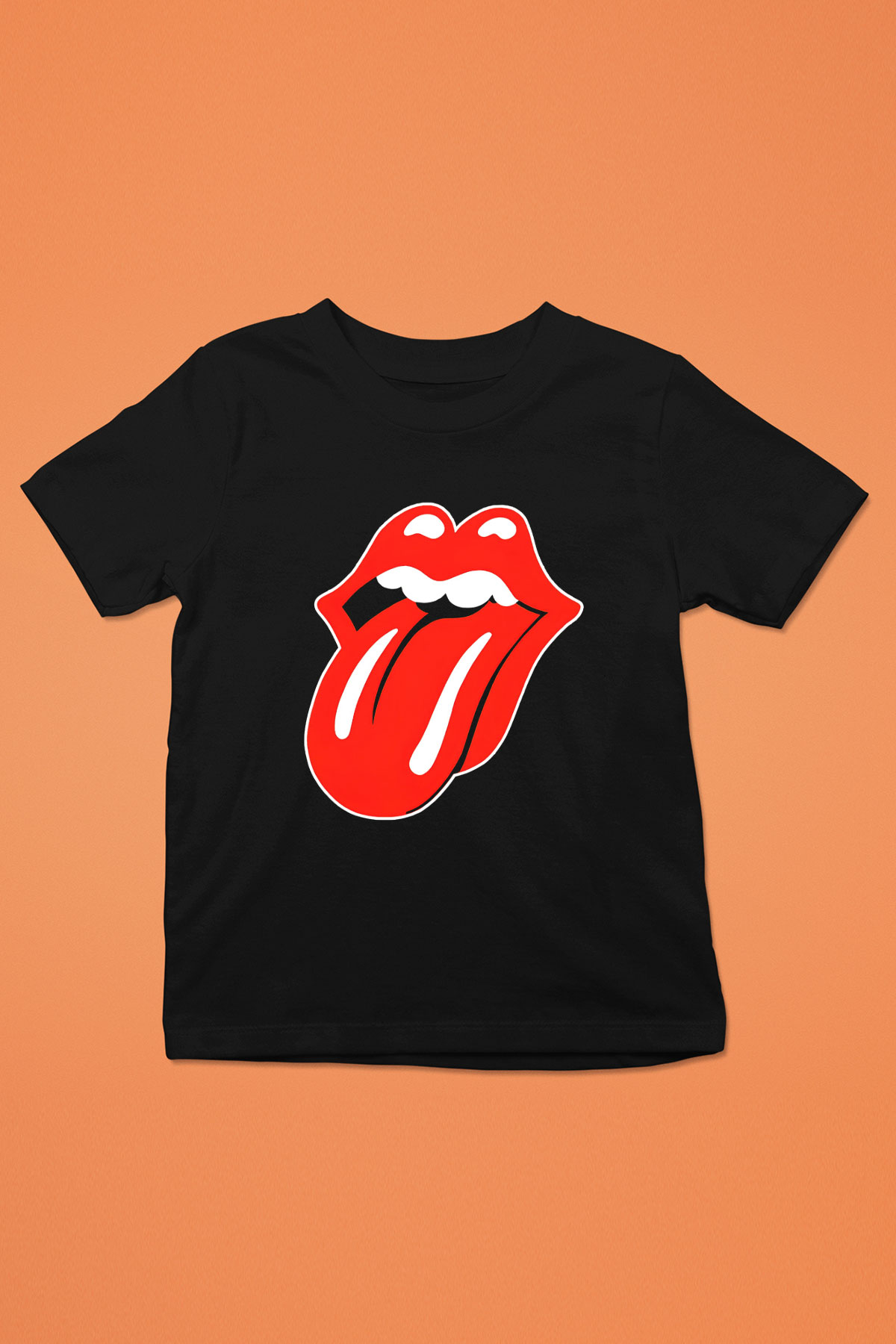 The Rolling Stones Logo Baskılı Siyah Unisex Çocuk Tişört