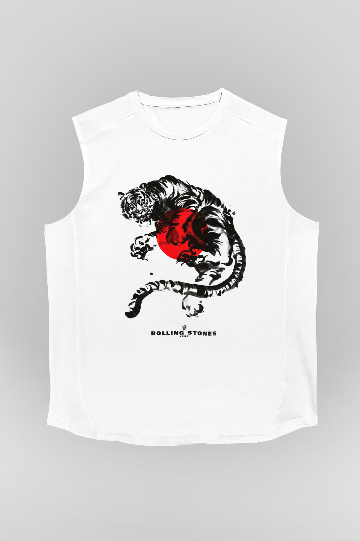The Rolling Stones Logo Beyaz Unisex Kolsuz Tişört