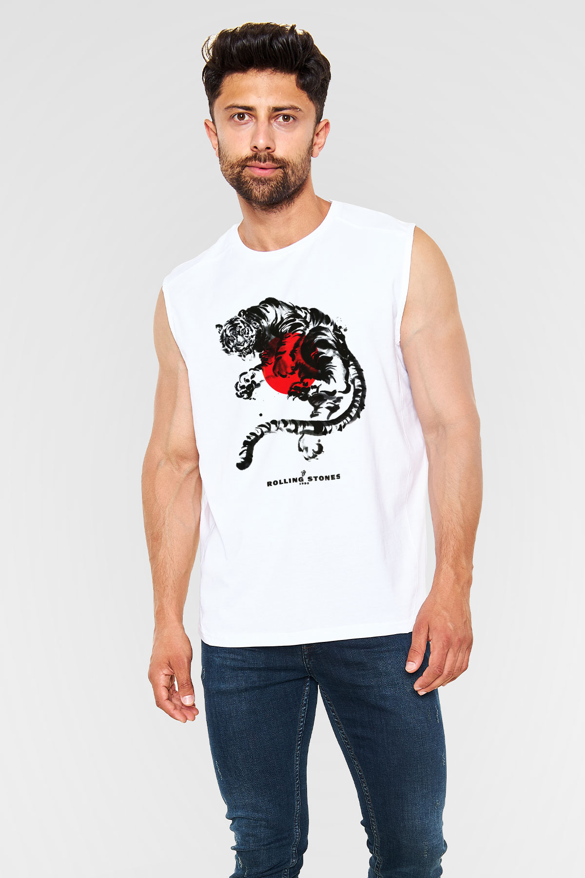 The Rolling Stones Logo Beyaz Unisex Kolsuz Tişört