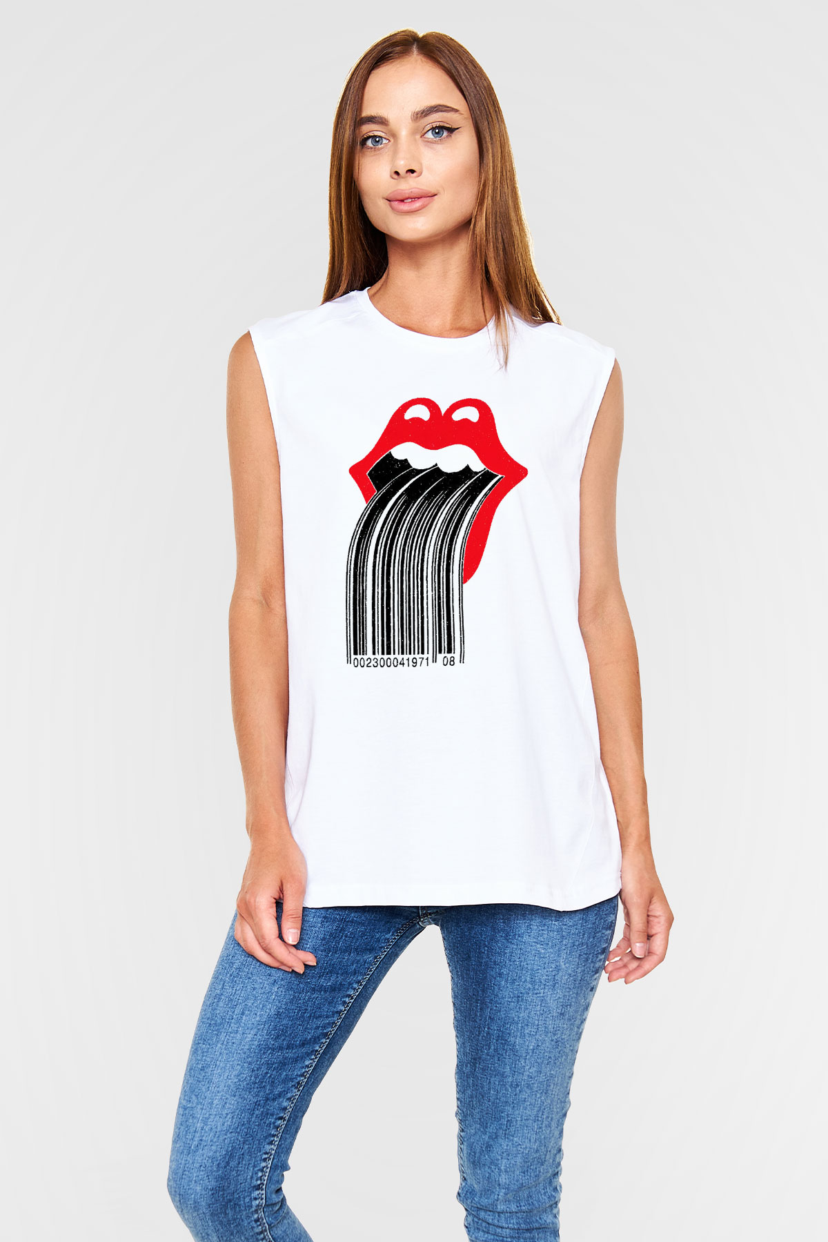 The Rolling Stones Logo Beyaz Unisex Kolsuz Tişört