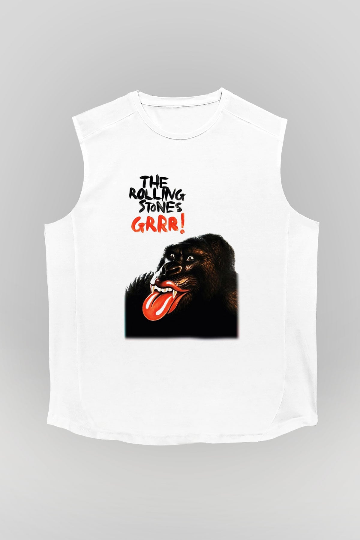 The Rolling Stones Logo Beyaz Unisex Kolsuz Tişört