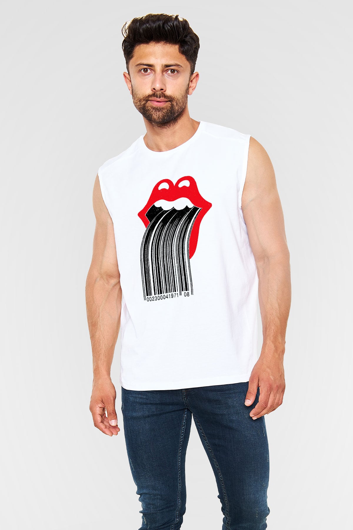 The Rolling Stones Logo Beyaz Unisex Kolsuz Tişört