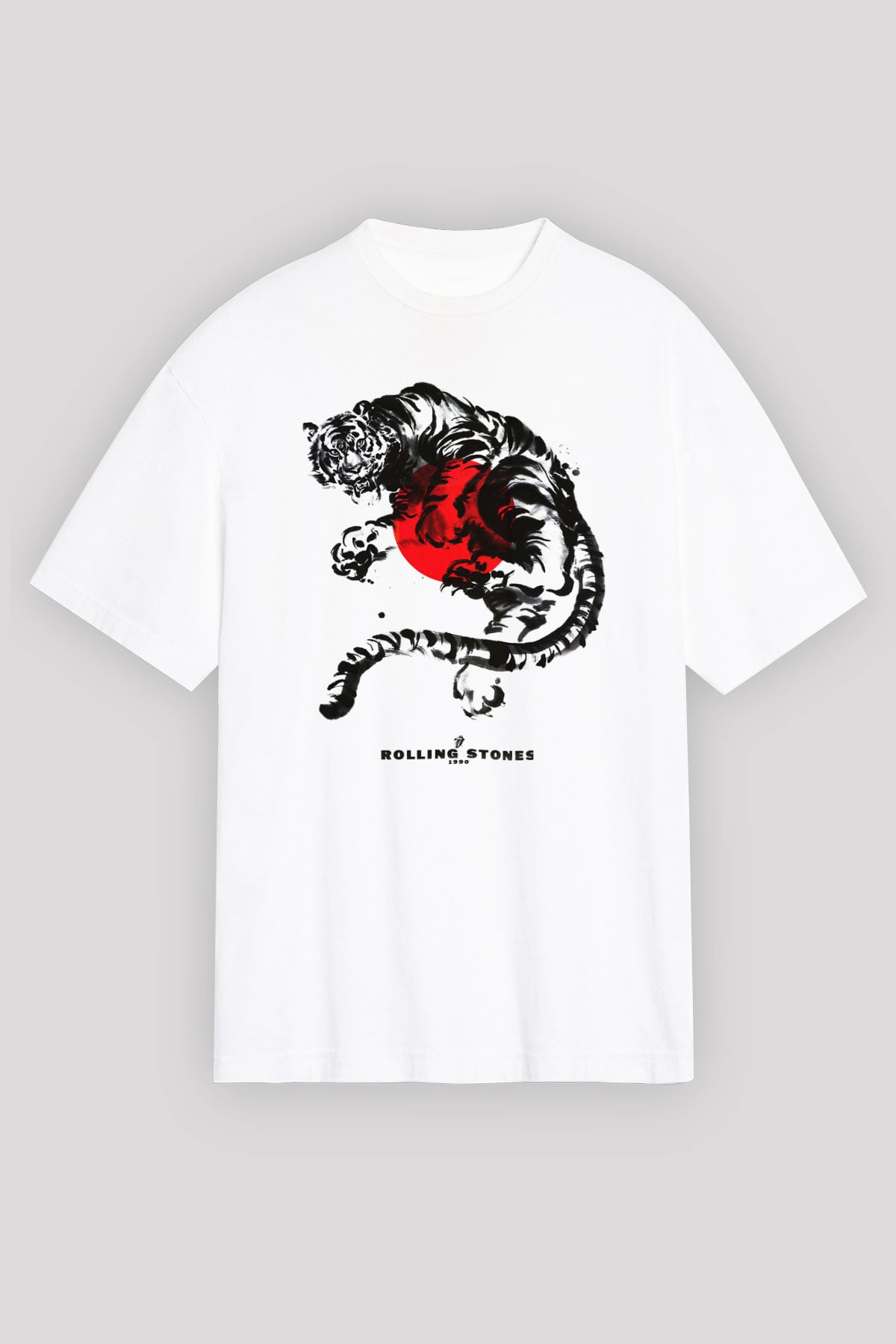 The Rolling Stones Logo Beyaz Unisex Oversize Tişört T-Shirt