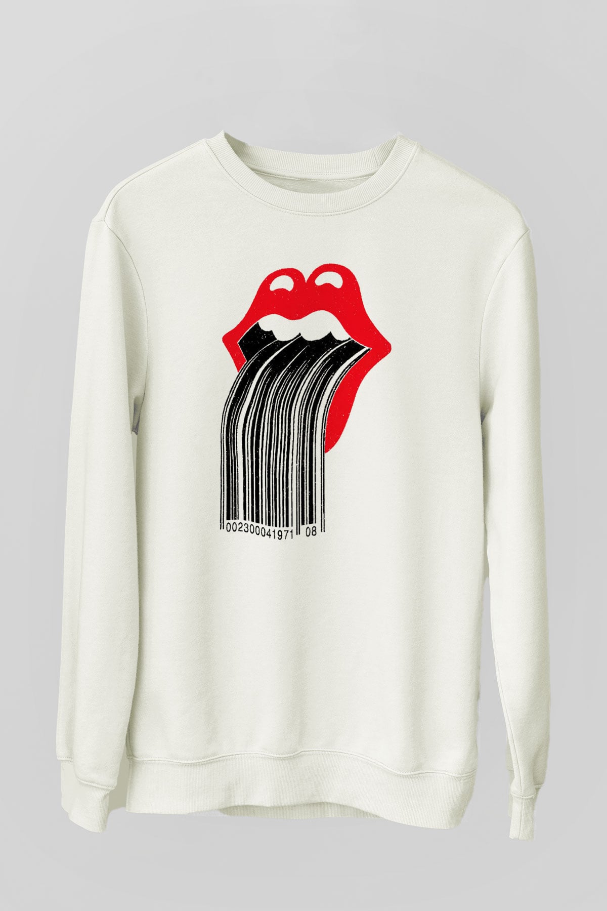 The Rolling Stones Logo Beyaz Unisex Sweatshirt