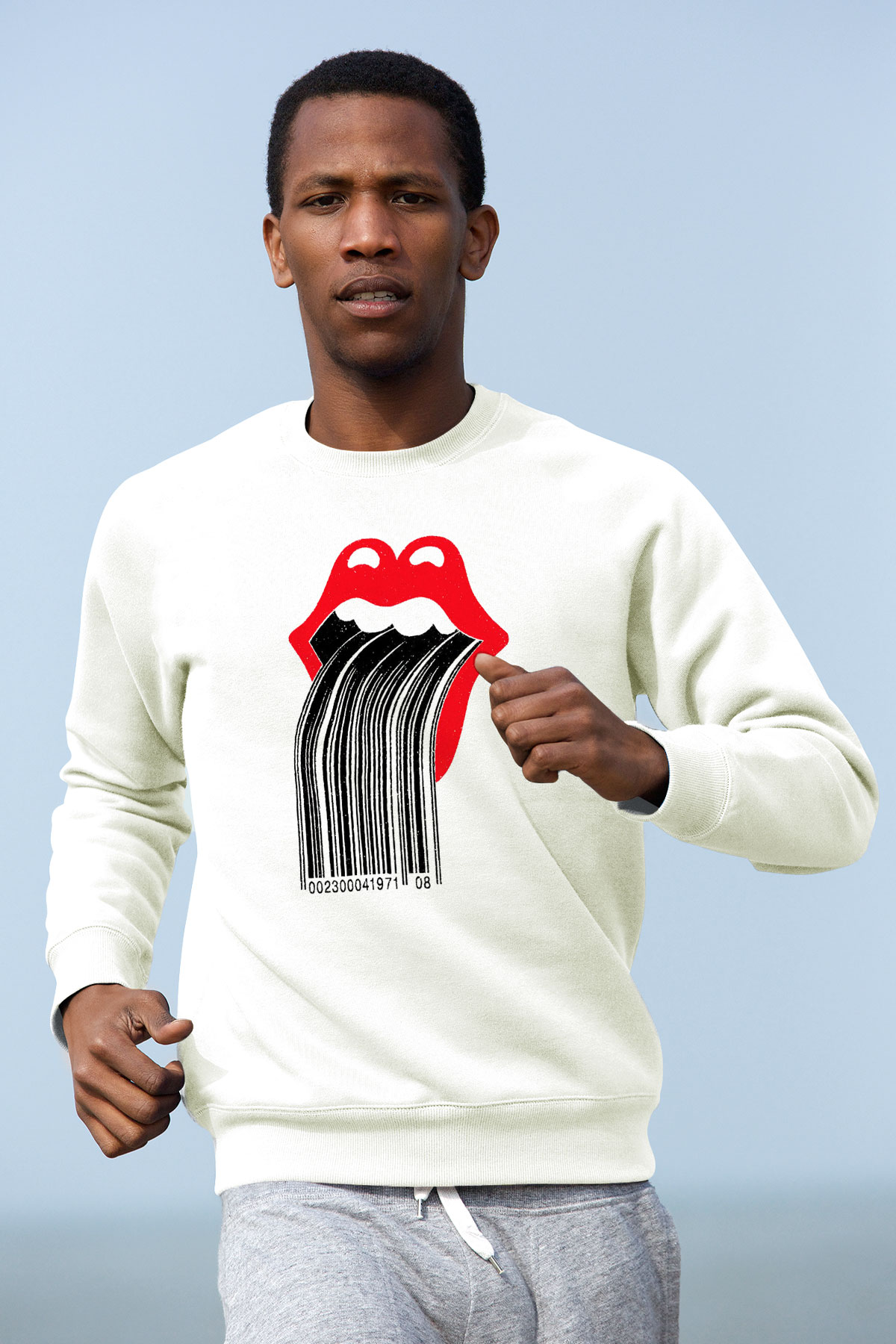 The Rolling Stones Logo Beyaz Unisex Sweatshirt