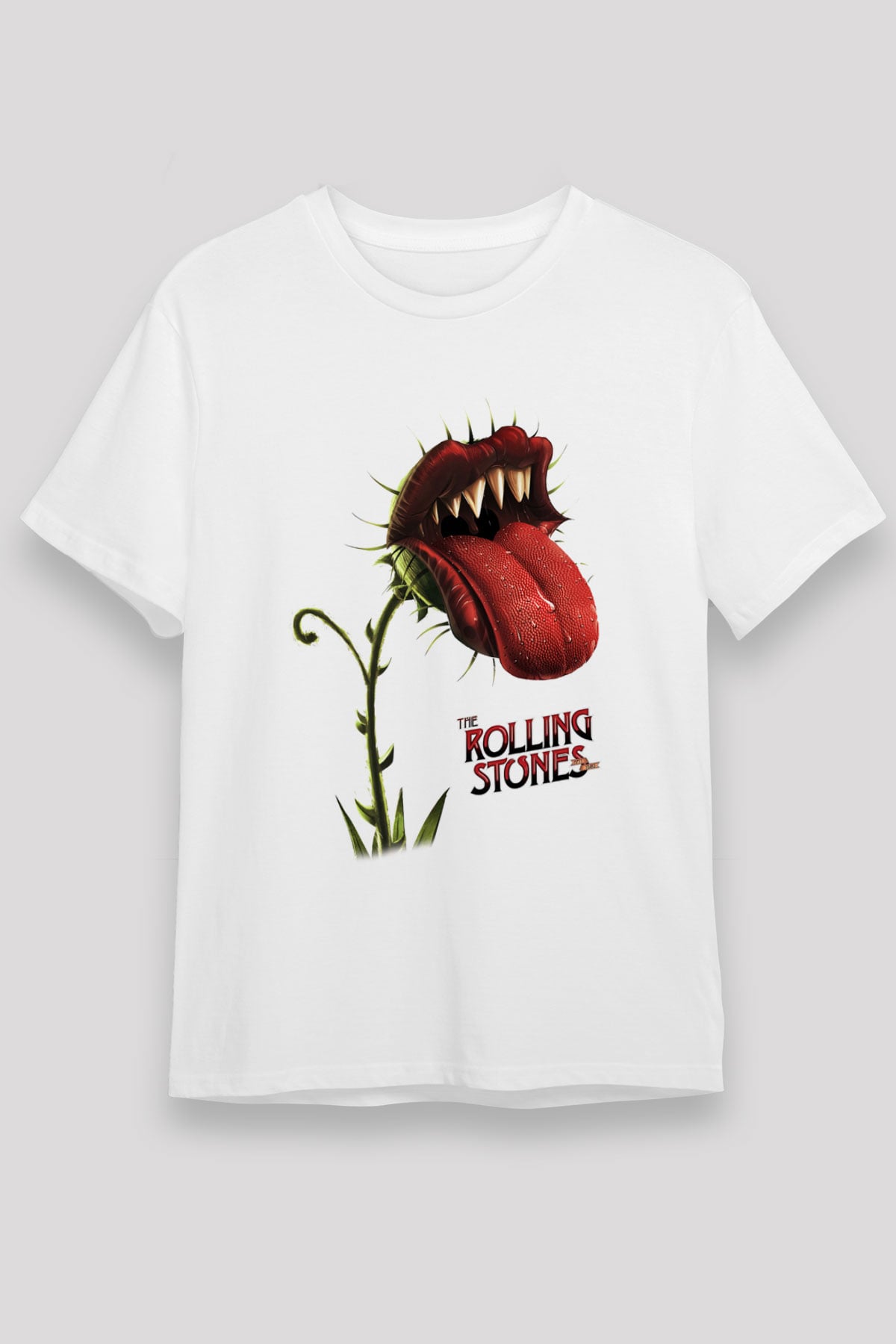 The Rolling Stones Logo Beyaz Unisex Tişört T-Shirt - TişörtFabrikası