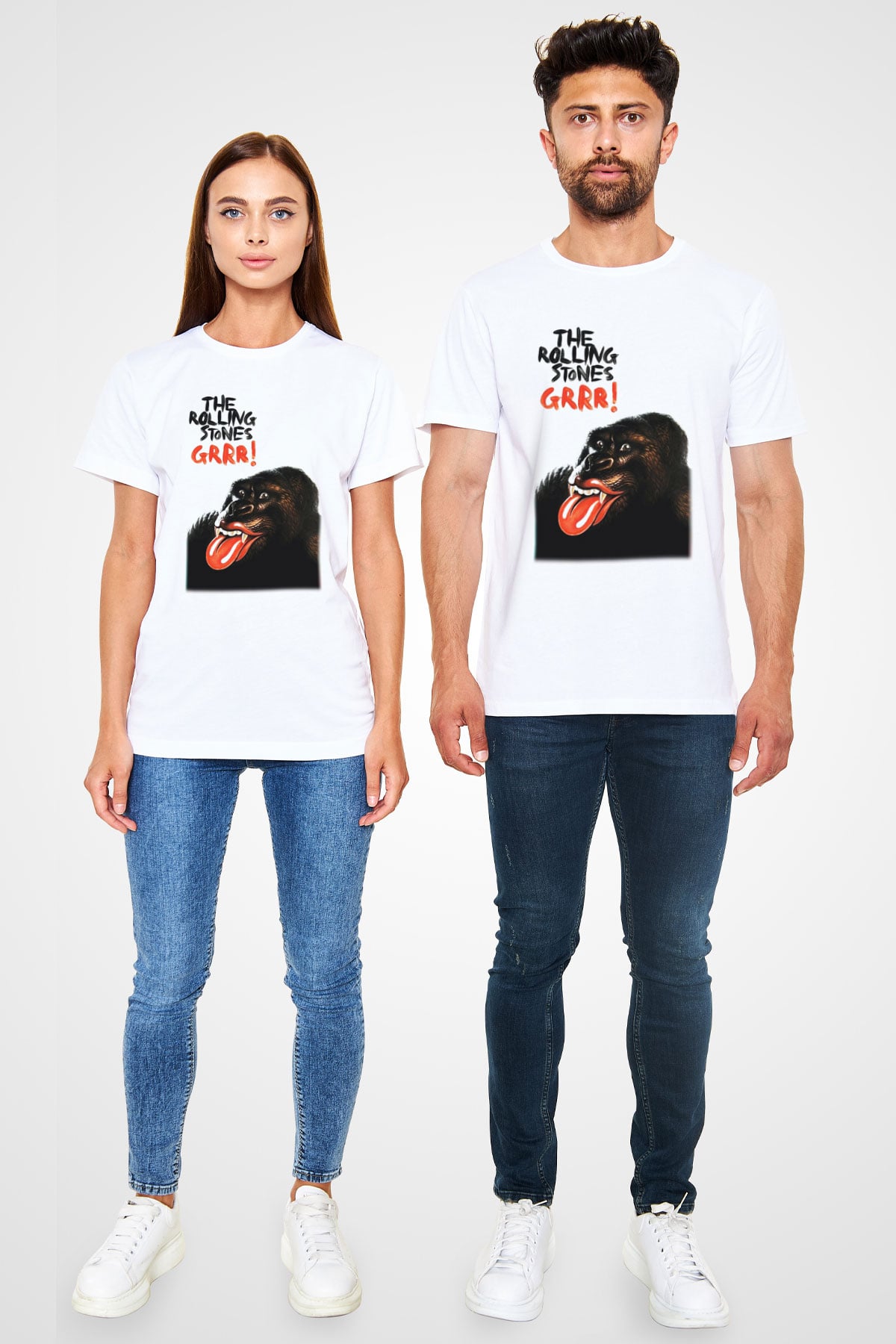 The Rolling Stones Logo Beyaz Unisex Tişört T-Shirt - TişörtFabrikası