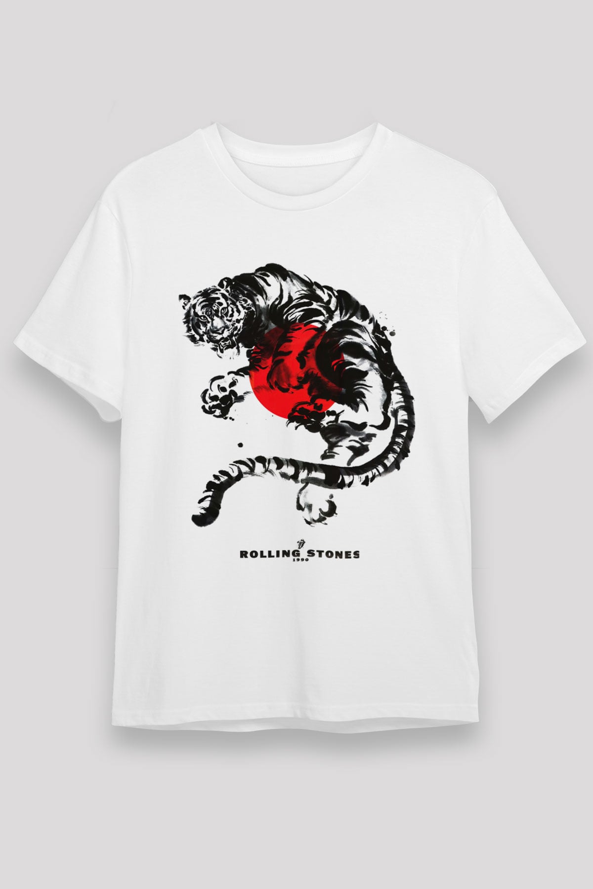 The Rolling Stones Logo Beyaz Unisex Tişört T-Shirt - TişörtFabrikası