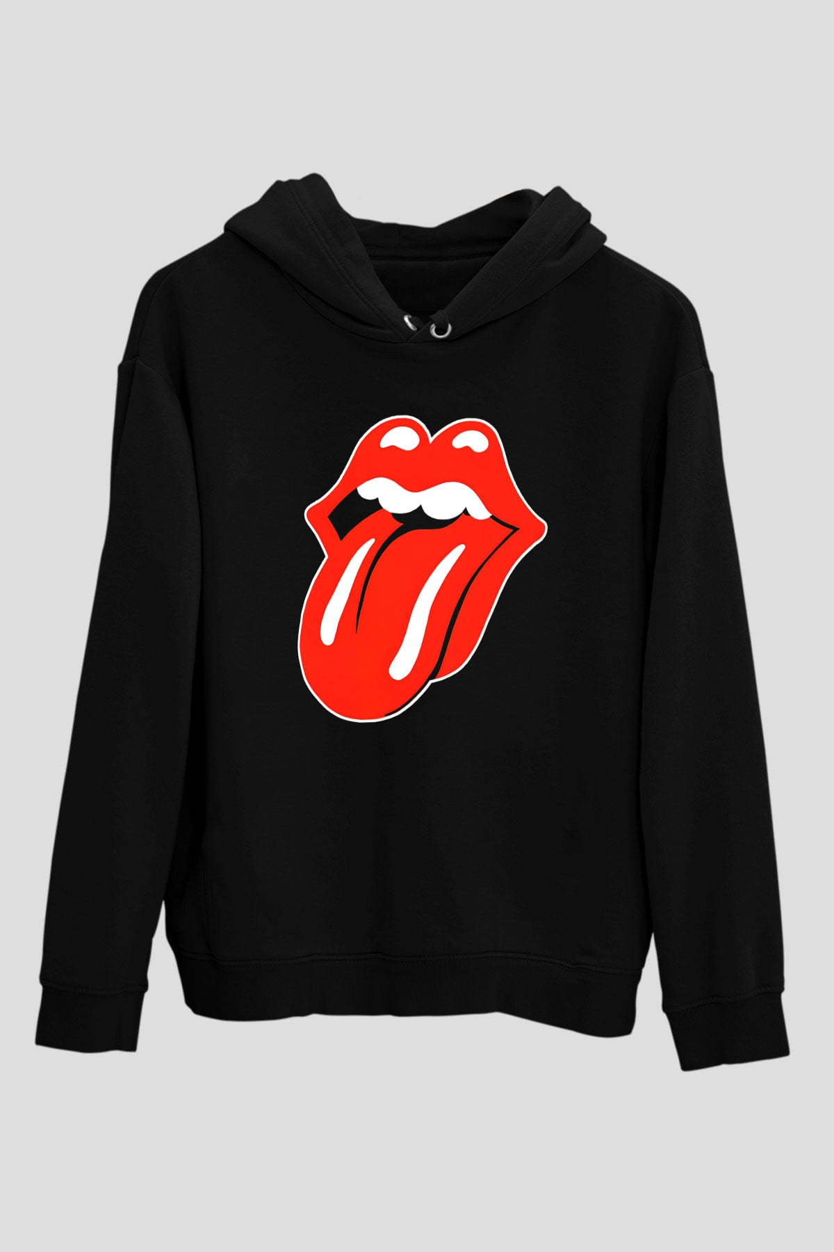The Rolling Stones Logo Siyah Unisex Hoodie