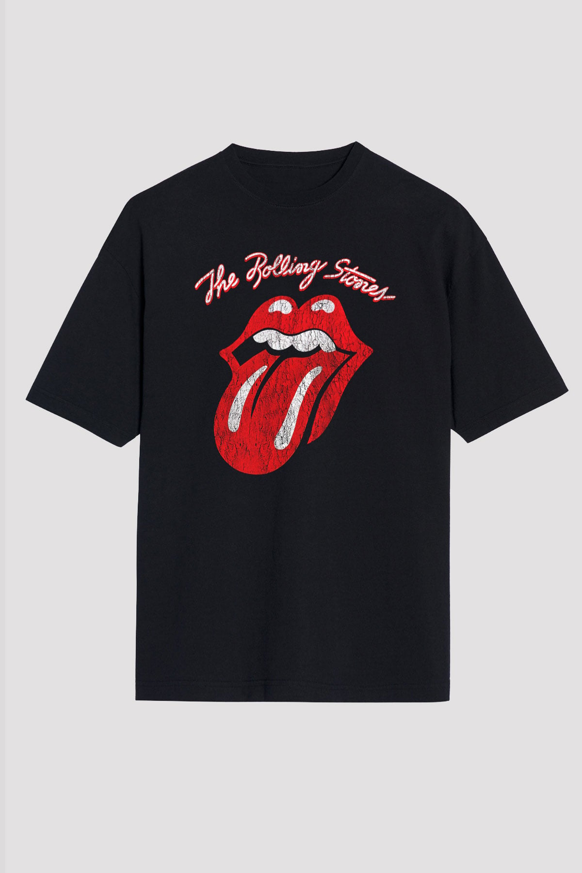 The Rolling Stones Logo Siyah Unisex Oversize Tişört T-Shirt