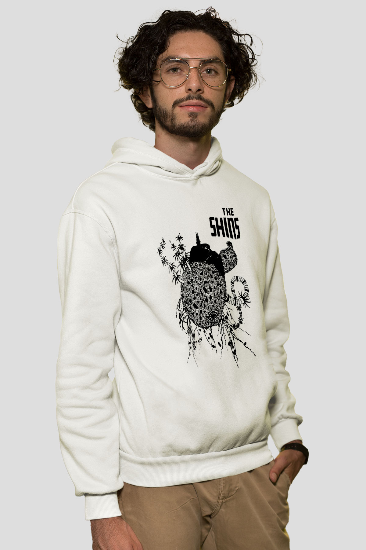 The Shins Beyaz Unisex Kapşonlu Sweatshirt