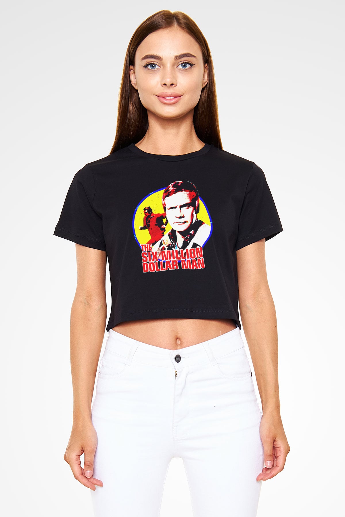 The Six Million Man Dollar Siyah   Crop Top Tişört