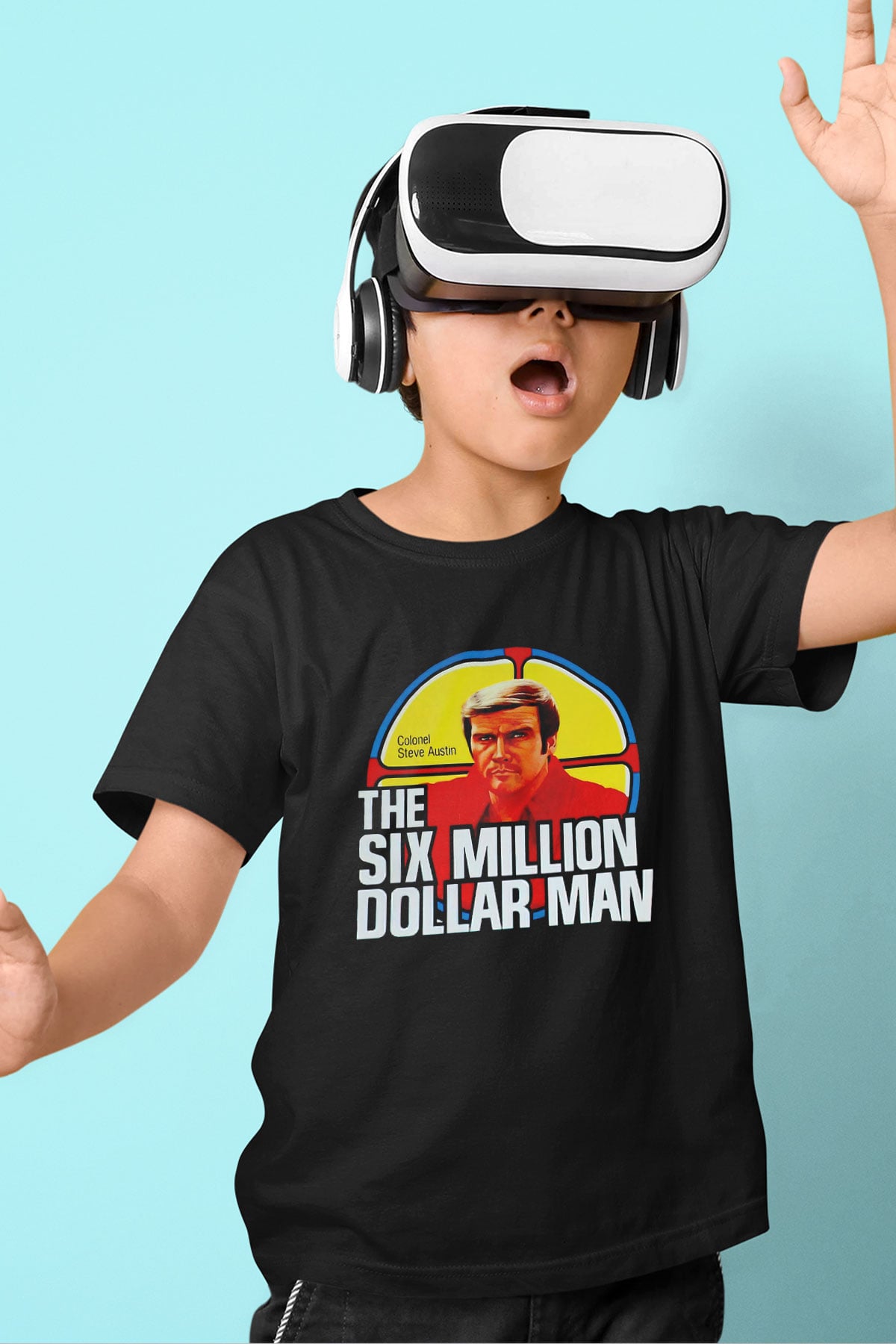 The Six Million Man Dollar Siyah Unisex  Çocuk Tişört
