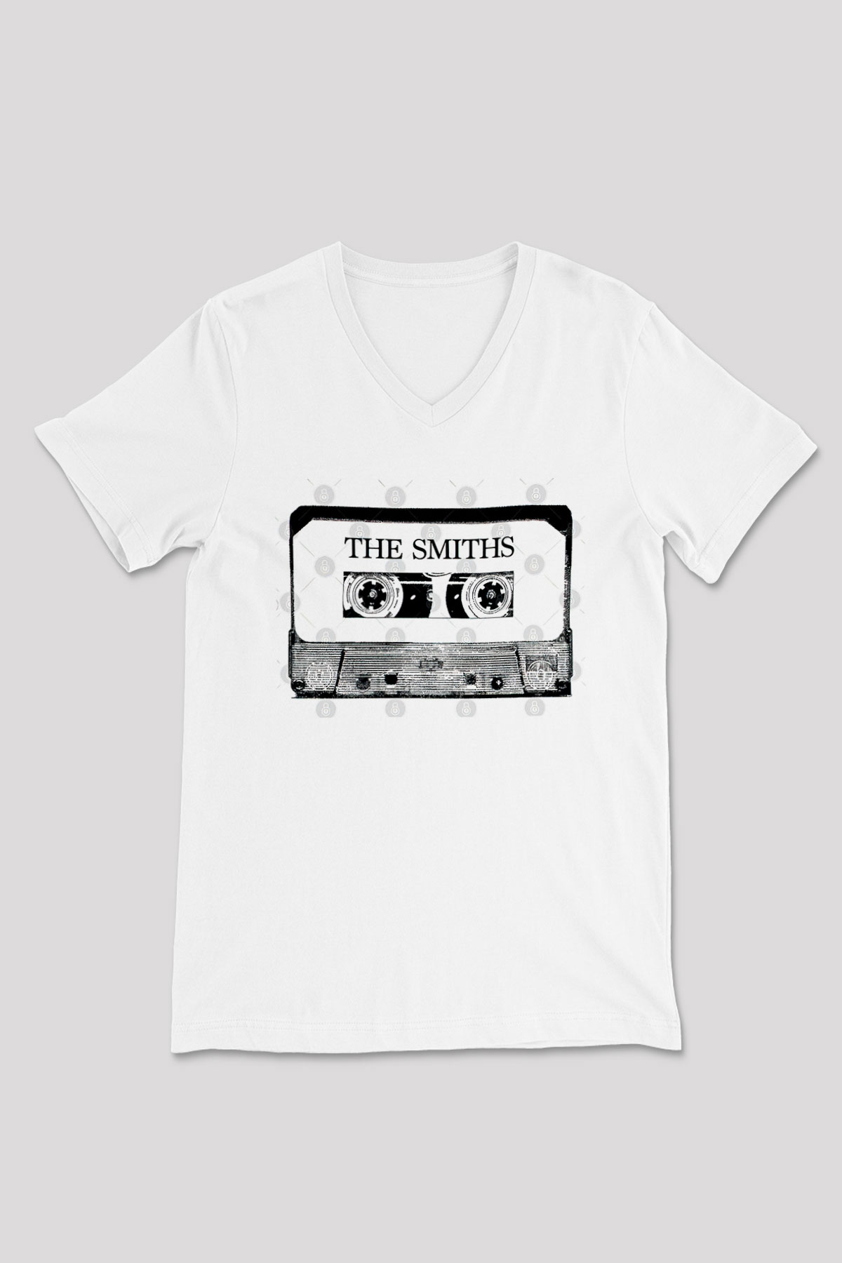 The Smiths Baskılı Beyaz Unisex V Yaka Tişört - Tshirt