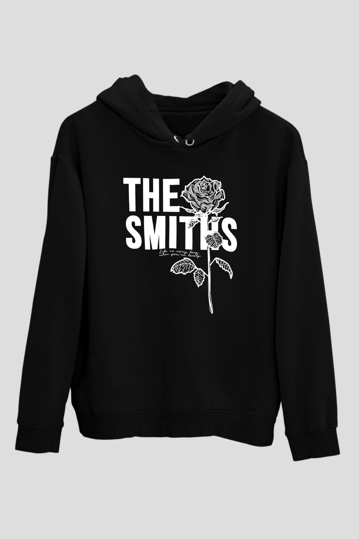 The Smiths Baskılı Unisex Siyah Kapüşonlu Sweatshirt