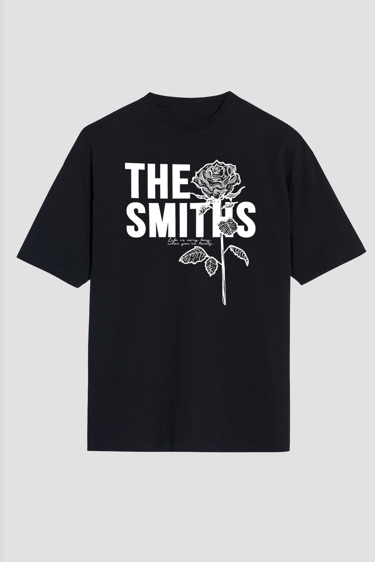 The Smiths Baskılı Unisex Siyah Oversize Tişört - Tshirt
