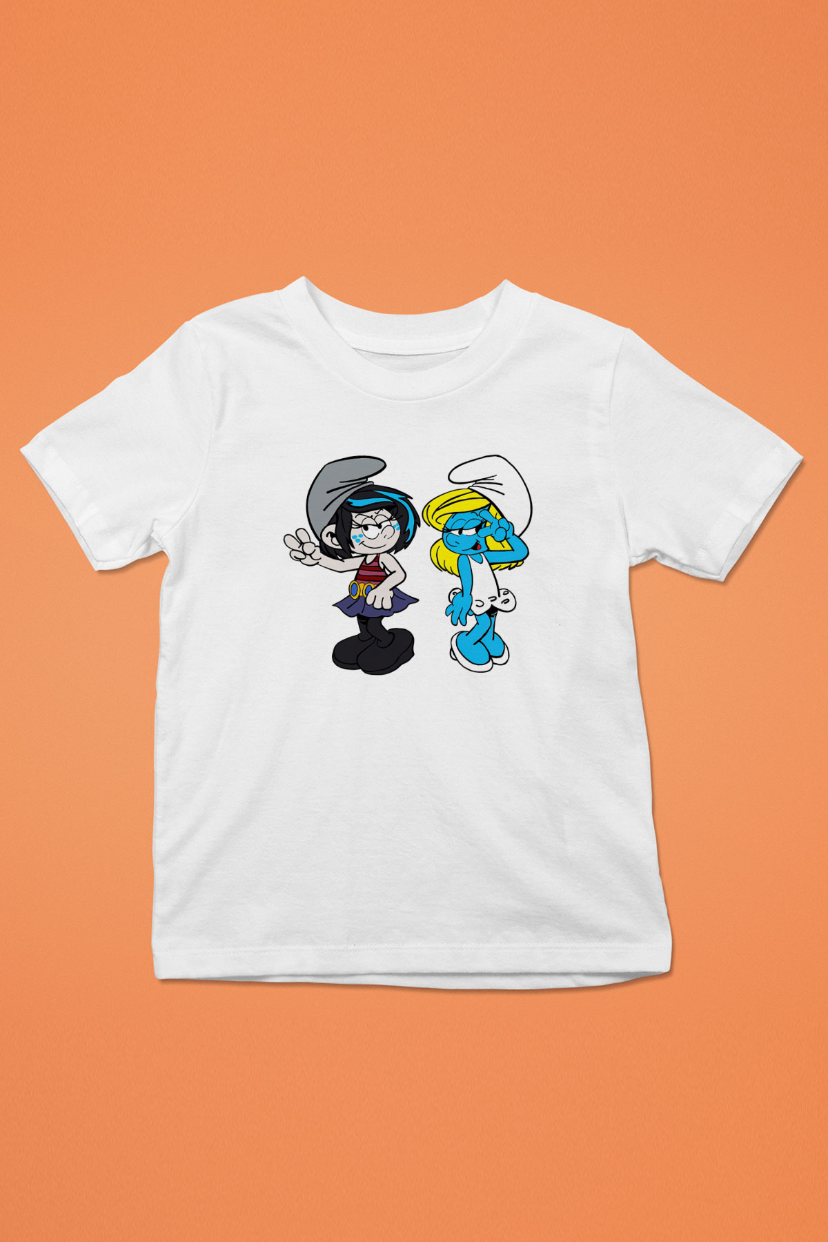 The Smurfs Şirinler Baskılı Beyaz Unisex Çocuk Tişört