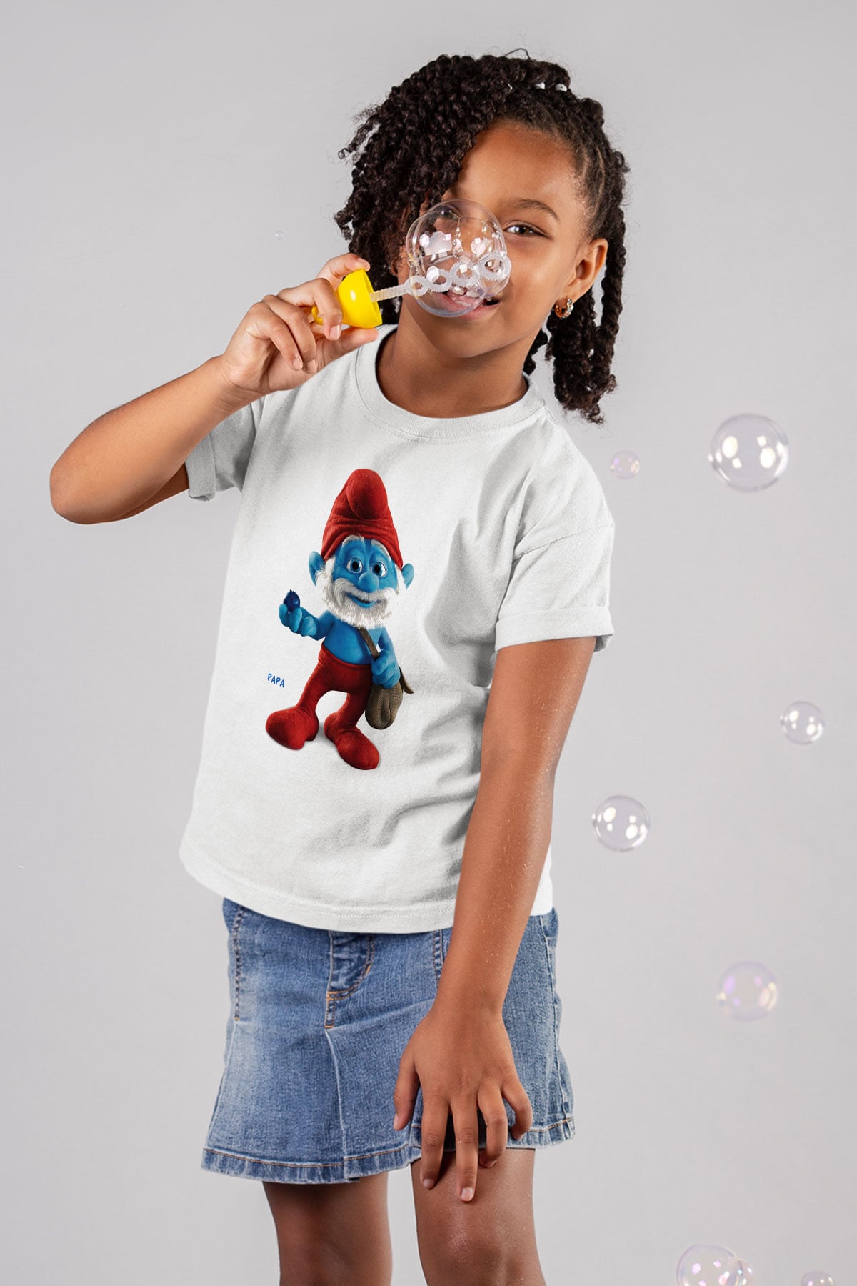 The Smurfs Şirinler Baskılı Beyaz Unisex Çocuk Tişört